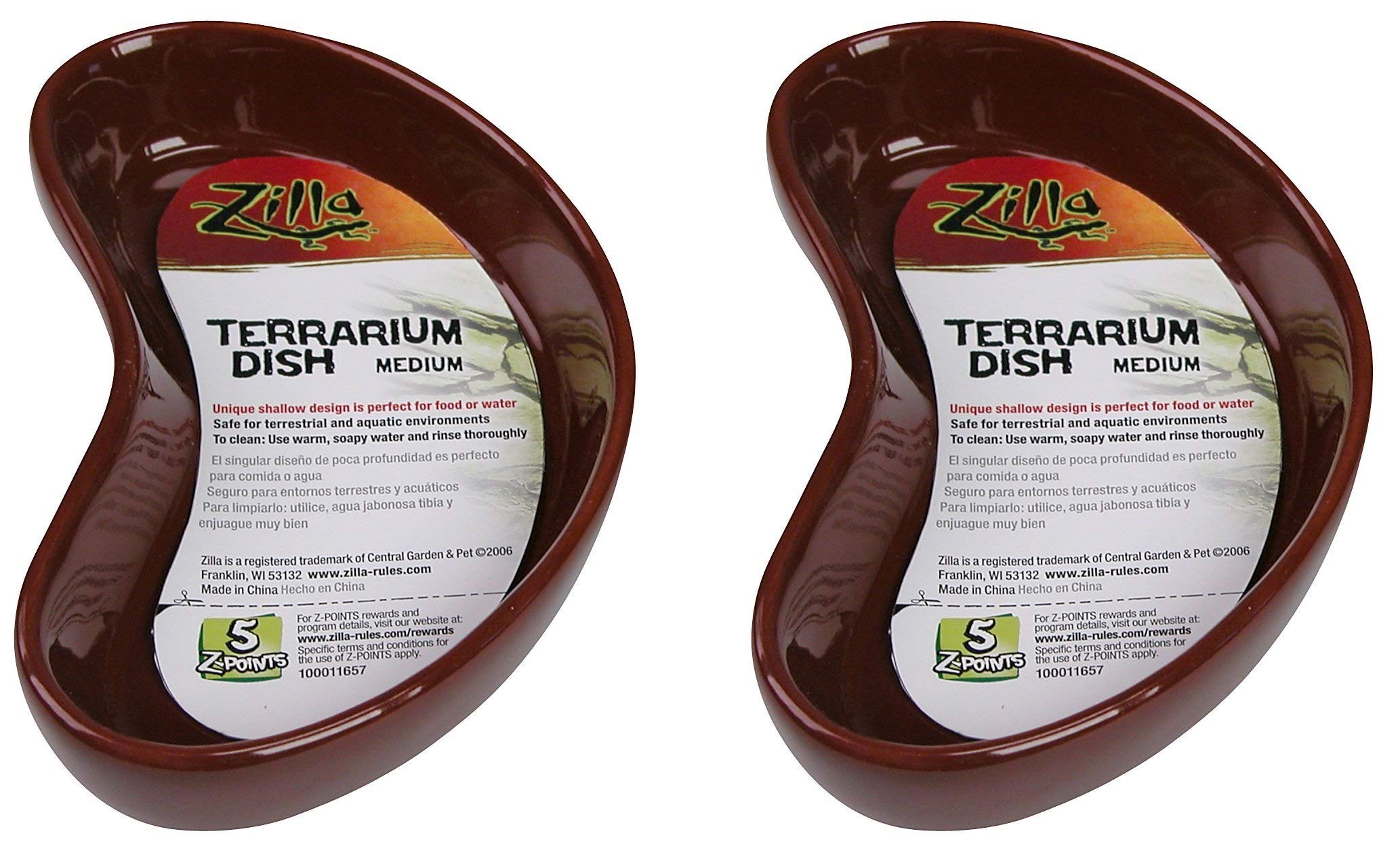 Zilla Reptile Terrarium Dishes - 2 Pack Medium Size Food & Water Bowls for Lizards, Snakes & Amphibians - Perfect for Feeding & Hydration in Reptile Habitats