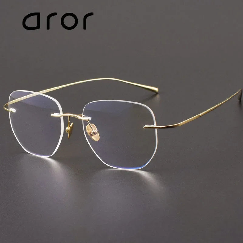 Aror Women's Rimless Flat Top Polygon Square Titanium Eyeglasses 41816 - Lightweight & Durable Titanium Frame for Reading, Work & Fashion - Perfect for Office, Daily Wear & Gift Giving