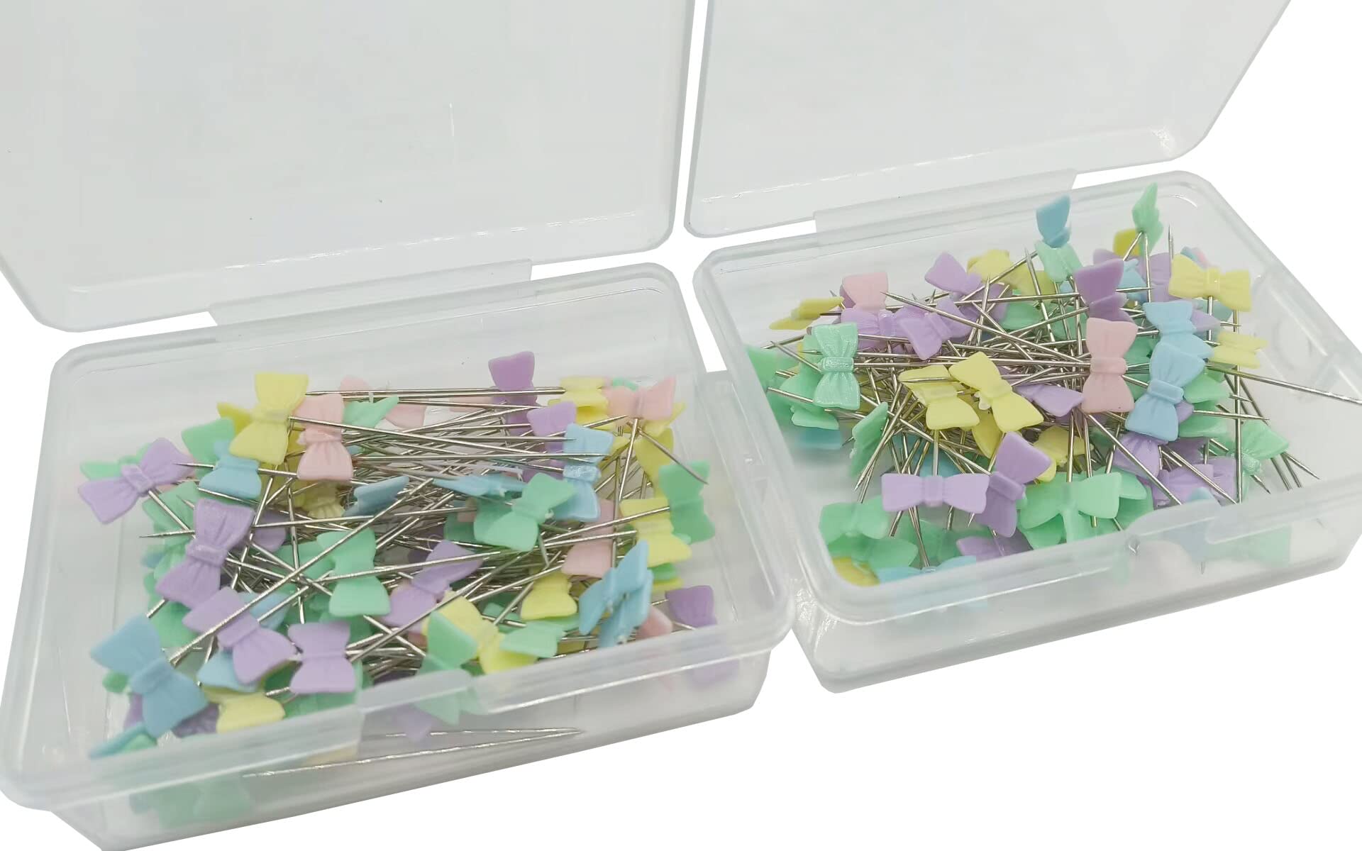 200PCS Flat Head & Flower Head Dressmaker Pins for Sewing, Quilting, Patchwork - Includes Storage Case (Bow Tie Design) - Perfect for Wedding Dressmaking, DIY Crafts & Fabric Projects