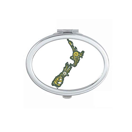 DIYthinker Portable Folding Double-Sided Makeup Mirror with New Zealand Greenery Sunshine Island Design - Perfect for Travel, Home Vanity, and Professional Makeup Artists