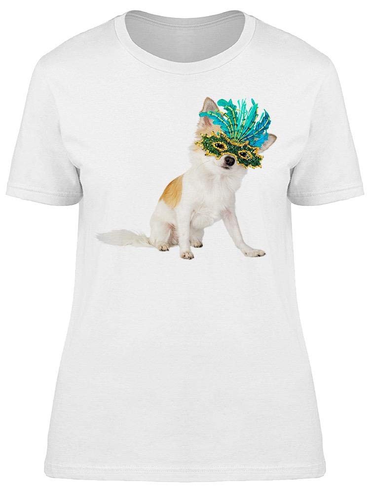 Women's Chihuahua with Carnival Mask Graphic T-Shirt - Fun & Stylish Casual Wear for Parties, Festivals & Everyday Outfits