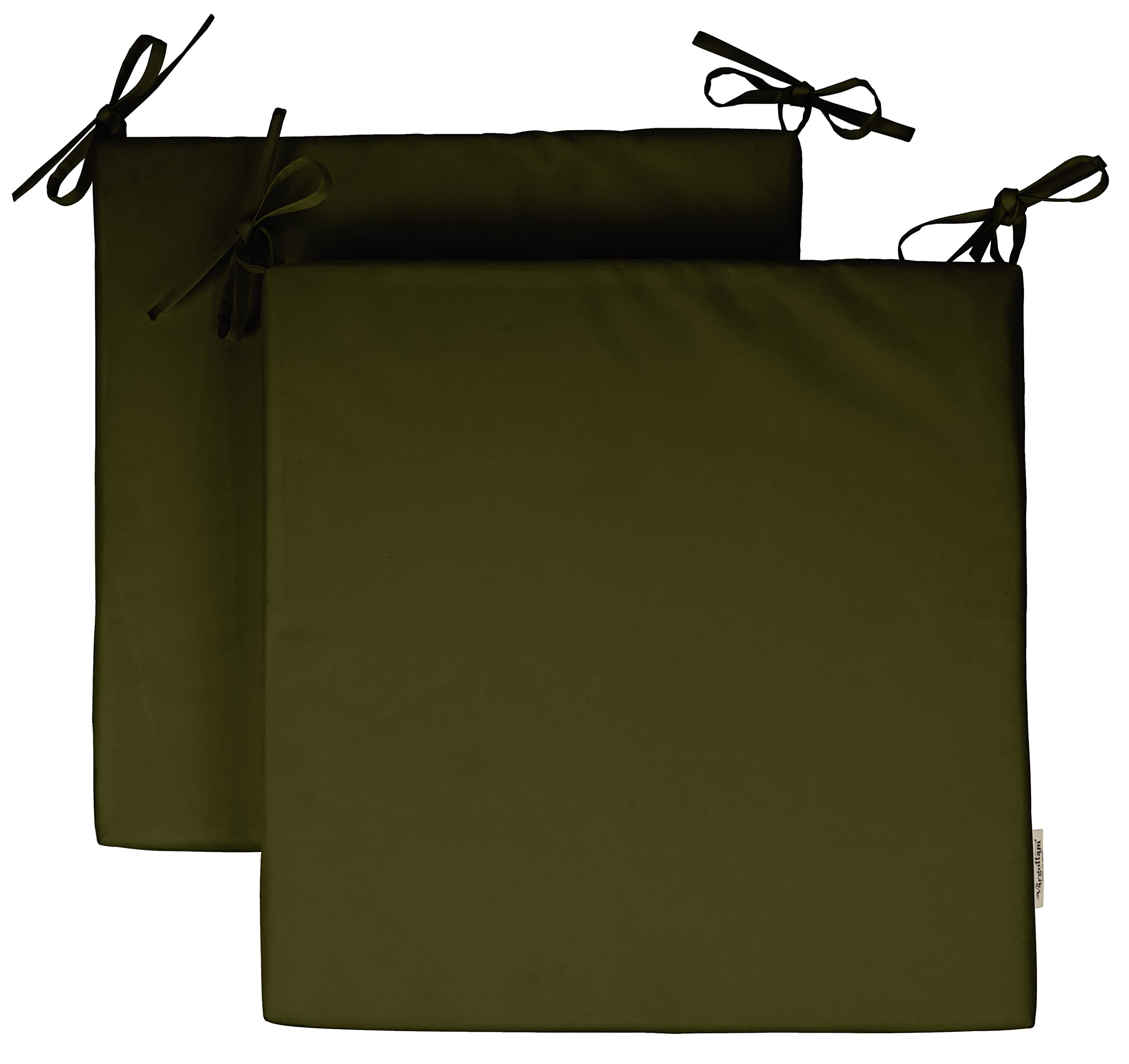 Premium 20x20 Inch Square Indoor/Outdoor Chair Cushions with Ties - Set of 2 Olive Green Patio Seat Cushions for Garden Furniture, Deck Chairs & Home Decor - Waterproof & UV Resistant for All-Weather Use