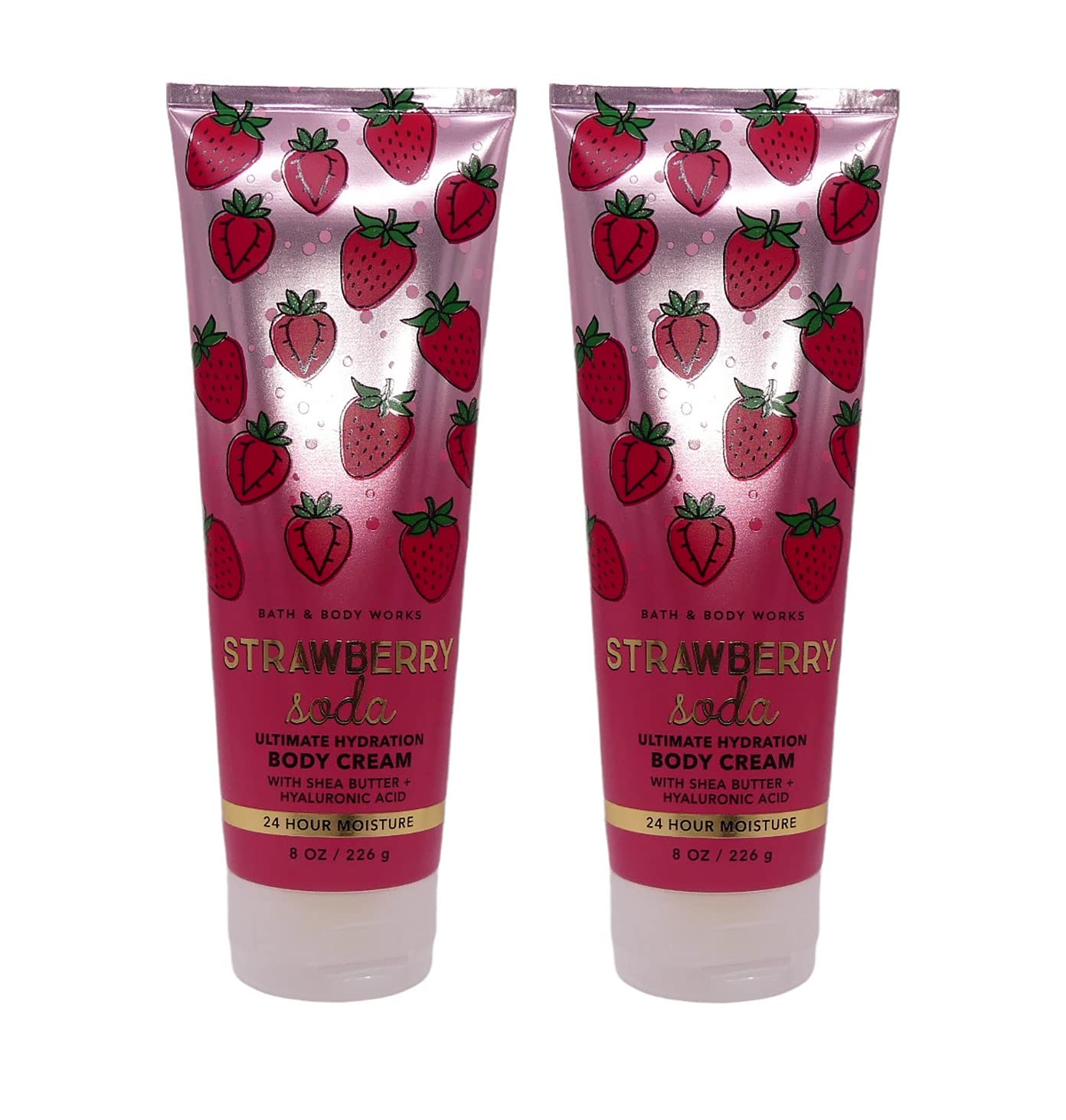 Bath & Body Works Strawberry Soda Ultimate Hydration Body Cream - 8 Fl Oz Moisturizing Lotion for Women - 2 Pack - Sweet Fruity Scent - Perfect for Dry Skin Care & Daily Hydration