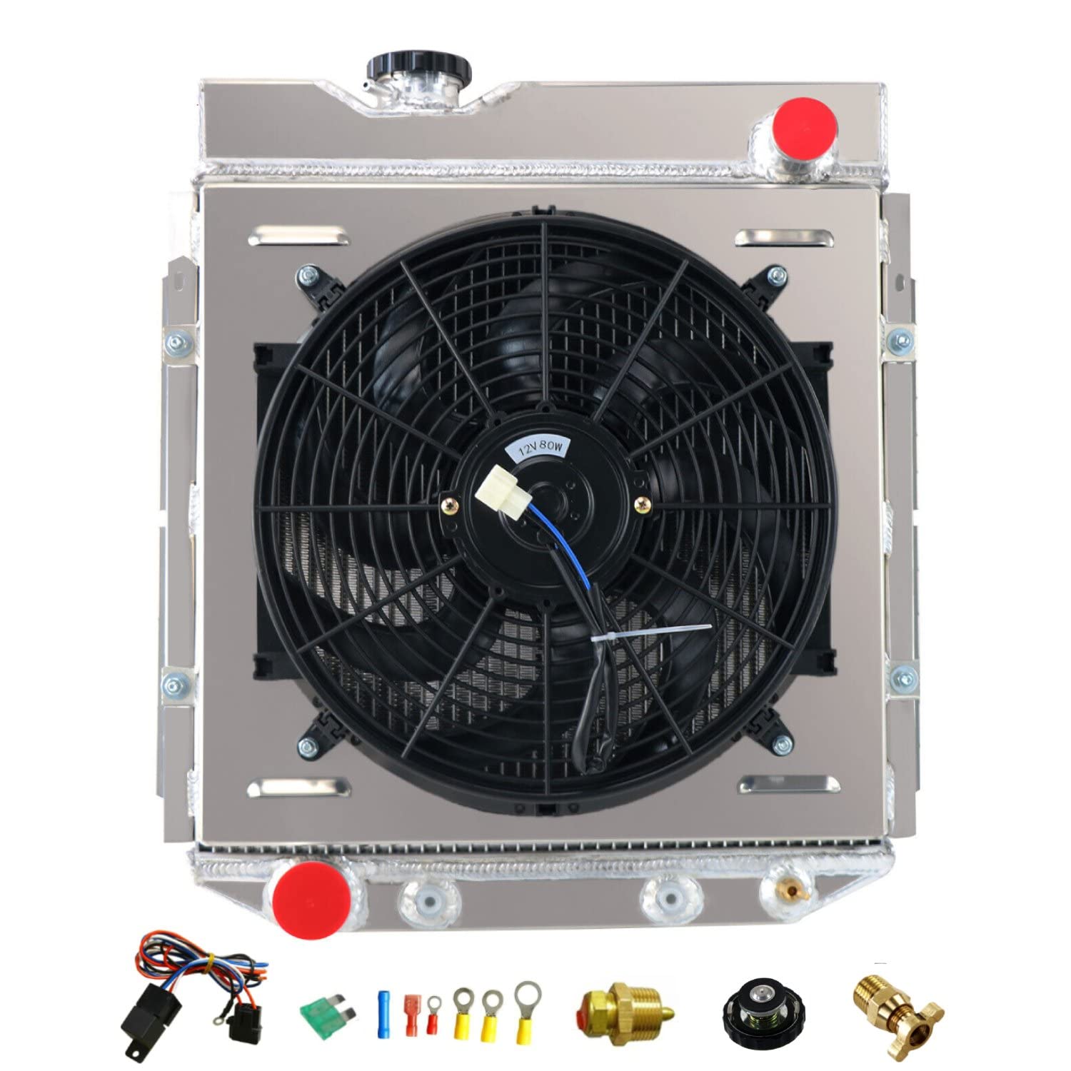 High-Performance ReadyCool 3-Row Aluminum Radiator Fan Shroud for 1960-1966 Ford Ranchero, 1964-1966 Mustang, 1960-1965 Falcon & 1961-1965 Mercury Comet - 5.0L V8 Engine Swap - Perfect for Cooling Upgrades & Hot Rod Builds