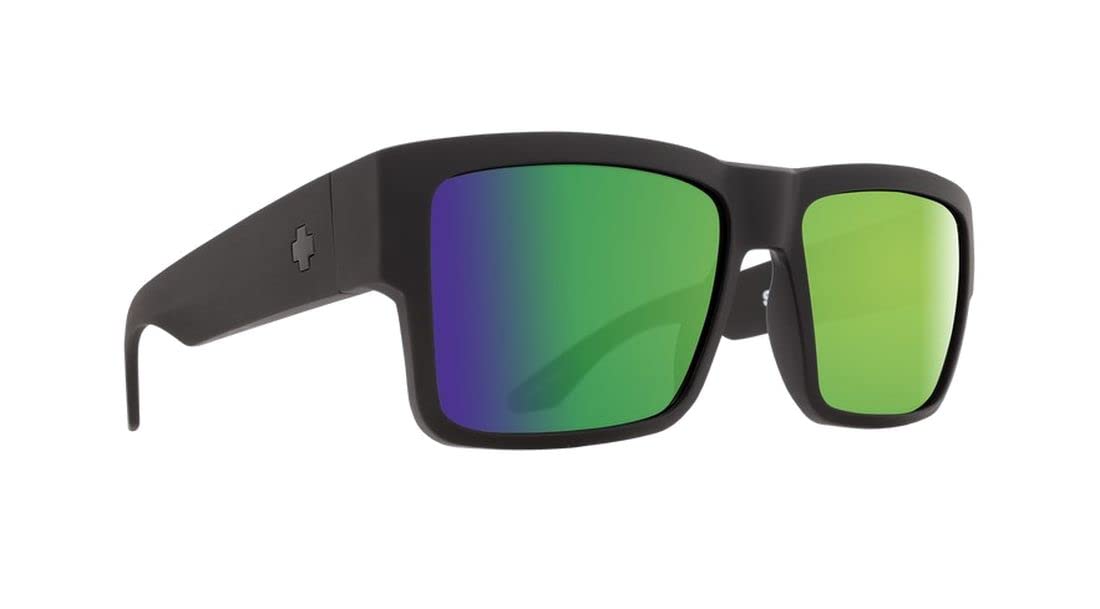 Spy Optic Cyrus Polarized Sunglasses - Matte Black Frame with Happy Bronze Green Spectra Mirror Lens - UV Protection for Outdoor Sports & Driving