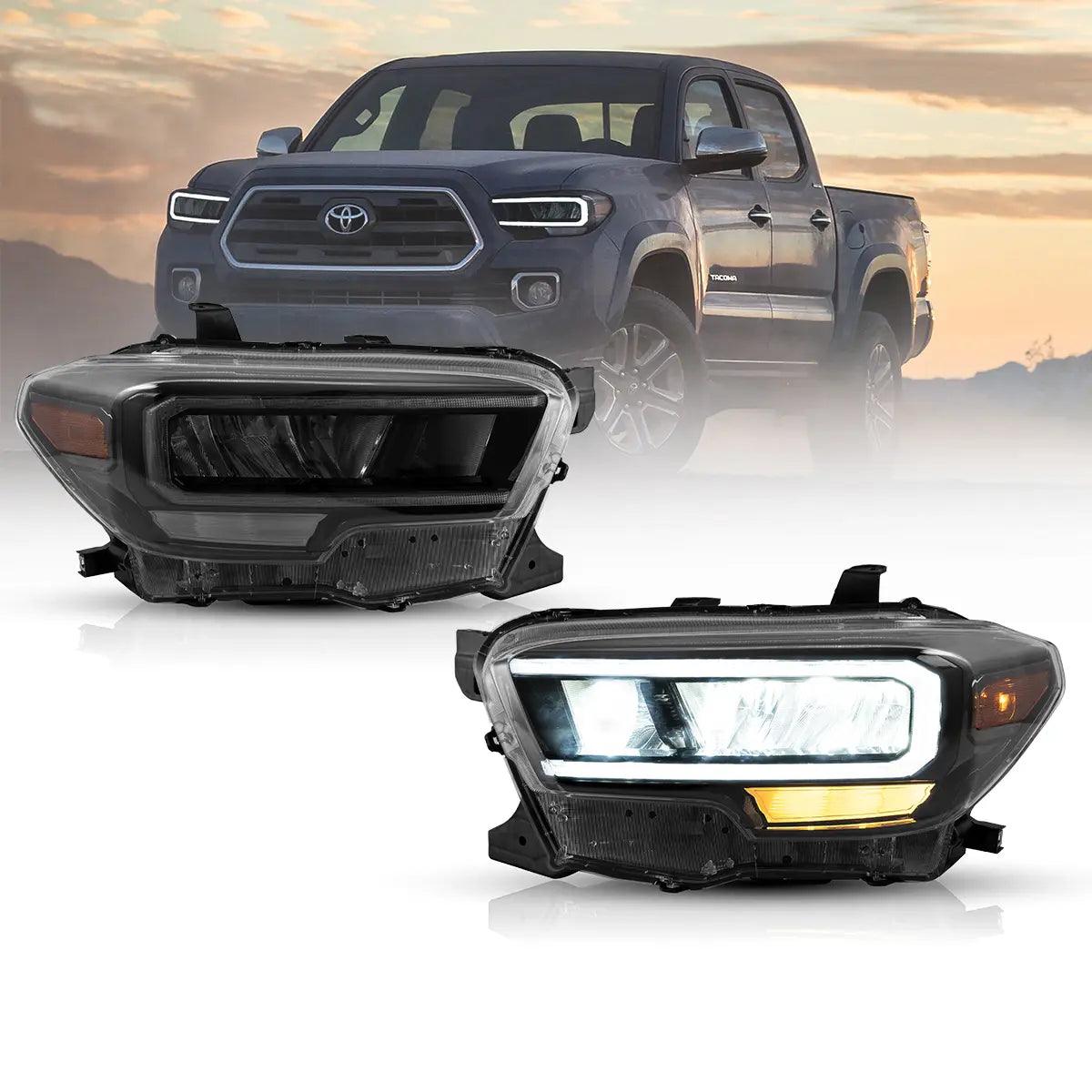 LED Headlight Assembly with Reflection Bowl Chrome for 2016-2023 Toyota Tacoma 3rd Gen (N300) - High-Performance Replacement for Night Driving & Off-Road Adventures