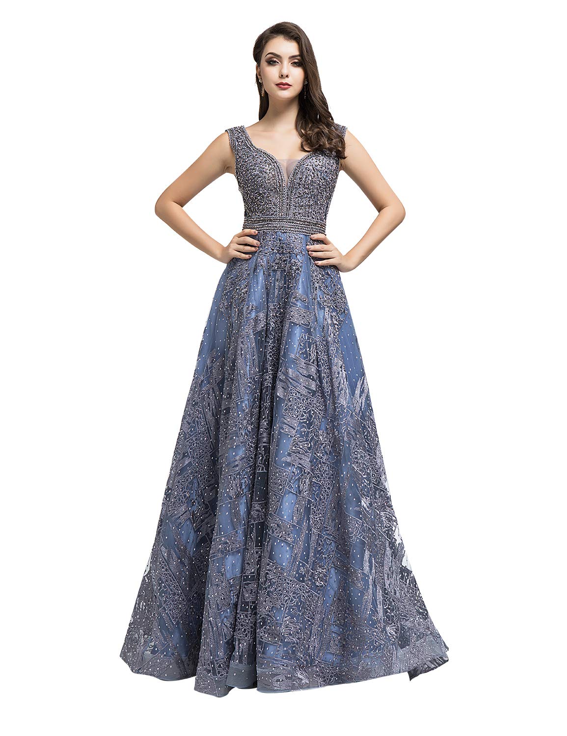 Sarahbridal Women's Long Beaded Pearl Prom Evening Dresses 2022 - Elegant Wedding Party Ball Gowns for Homecoming, Quinceañera & Formal Events