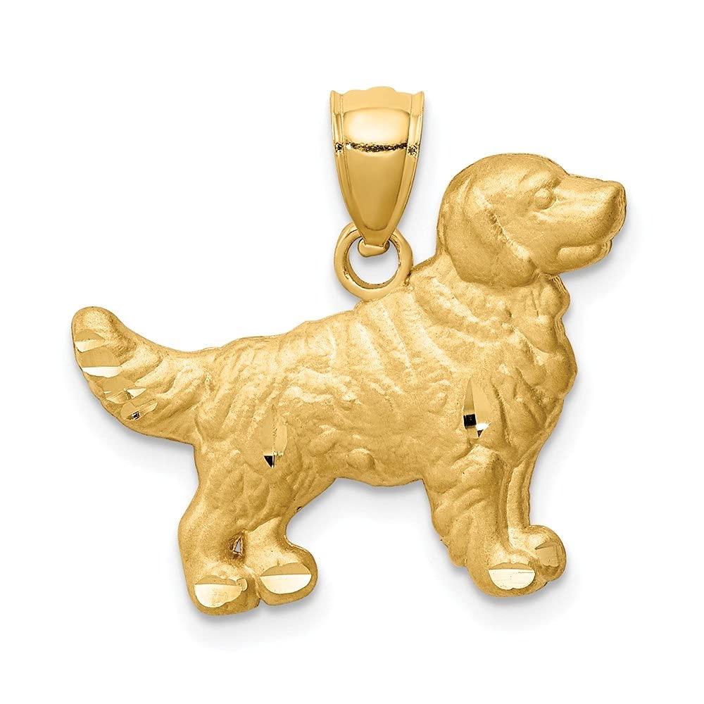 14K Yellow Gold Diamond-Cut Golden Retriever Pendant Necklace for Women - Dainty Dog Lover Jewelry Gift - Perfect for Birthdays, Anniversaries & Pet Memorials