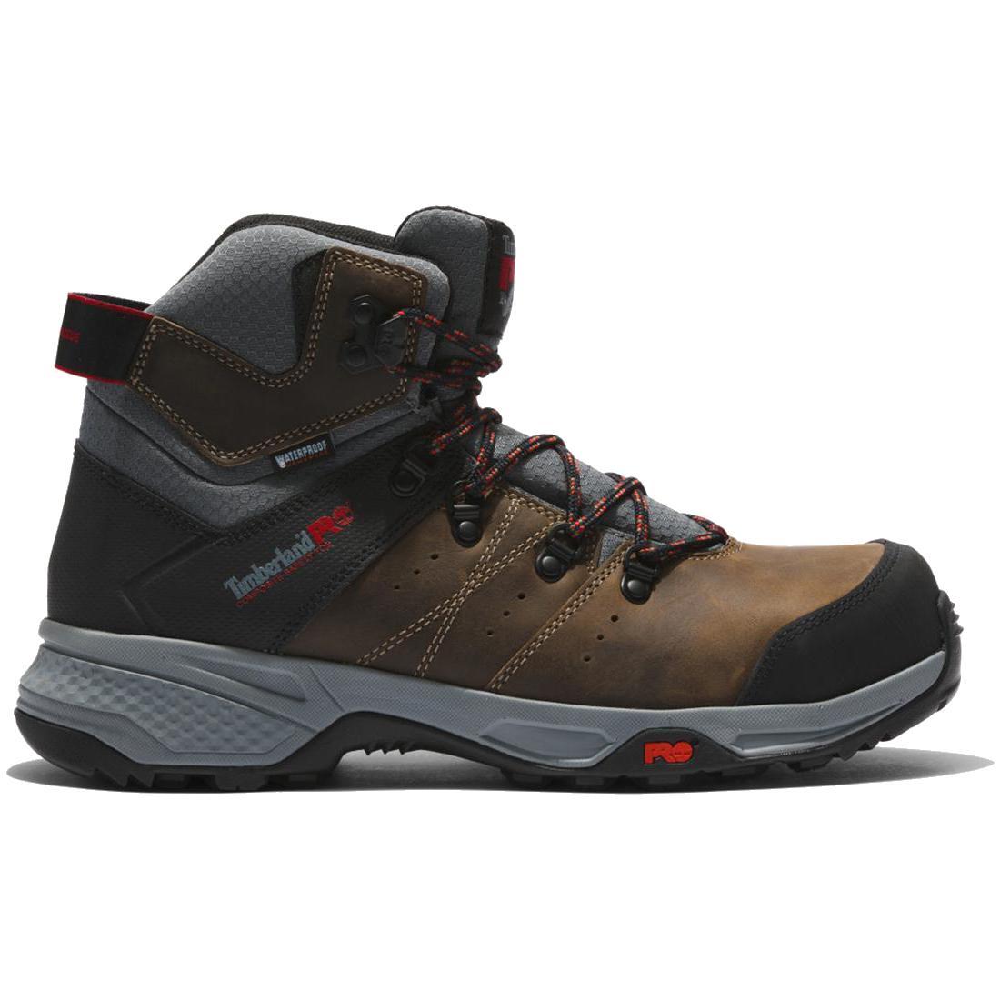 Switchback 6 Inch Composite Toe Waterproof Work Boots for Men - Brown/Grey Safety Shoes for Construction, Hiking & Outdoor Work