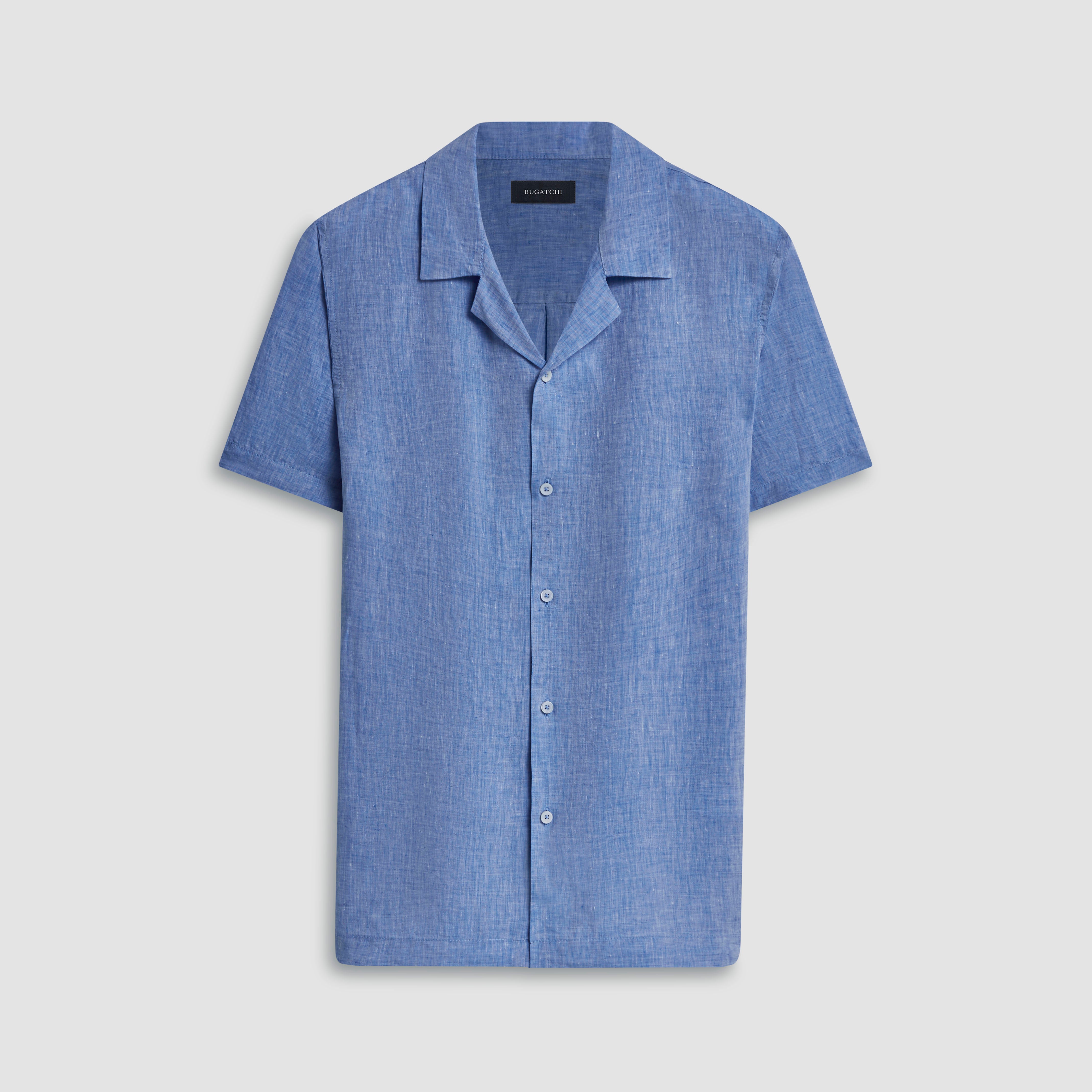 Jackson Men's Solid Short Sleeve Linen Shirt - Breathable Casual Button Down Shirt for Summer, Beach & Outdoor Activities