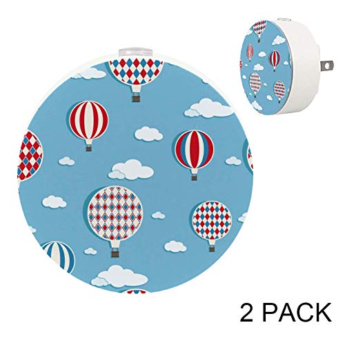 LED Night Light with Motion Sensor - 2 Pack Warm White Dimmable Plug-in Air Balloon Lights for Bedroom, Hallway, Kitchen & Nursery - Perfect for Nighttime Safety and Soft Ambient Lighting