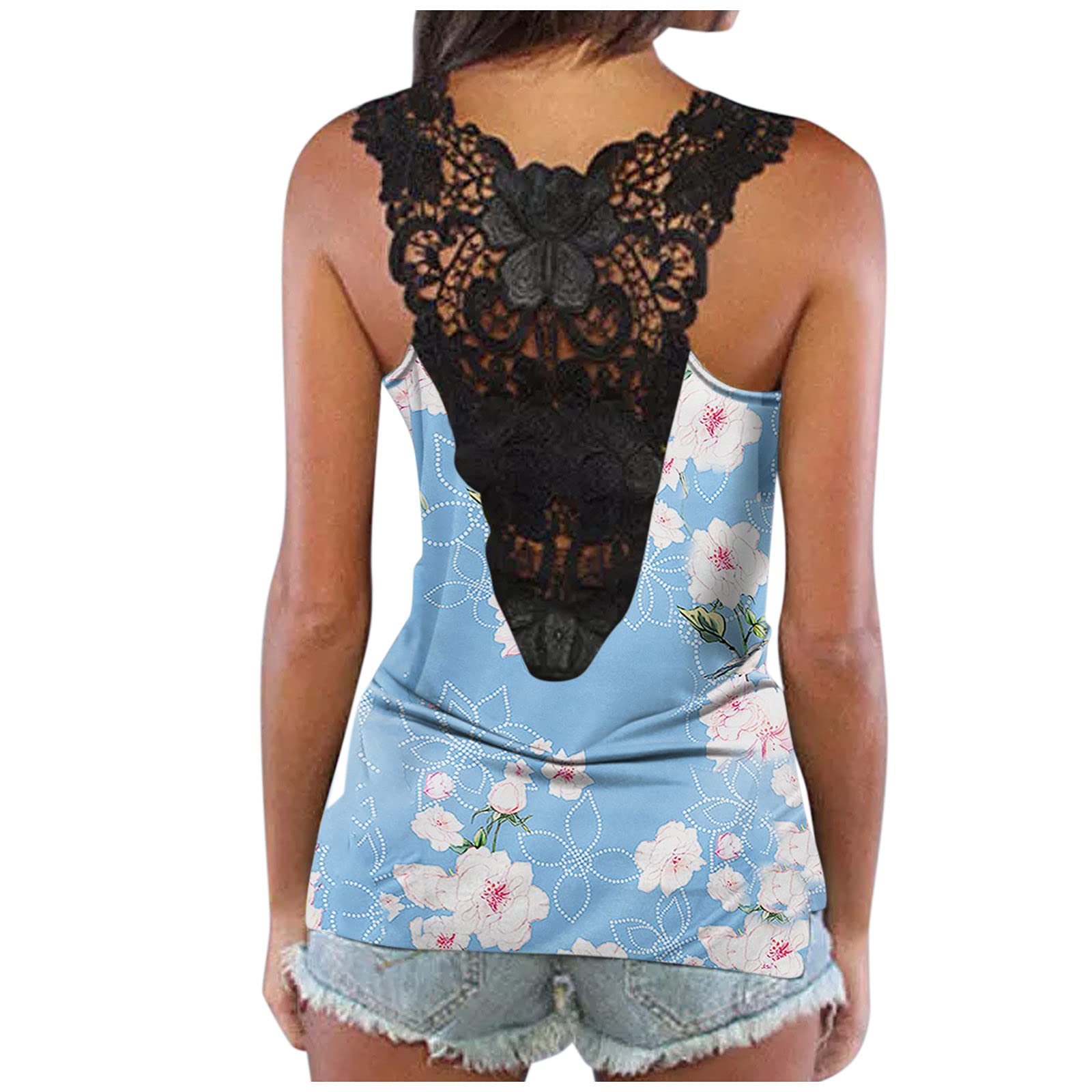 Boho Floral Printed V-Neck Cami Shirts for Women - Loose Fit Casual Sleeveless Tank Tops - Perfect for Summer Outfits, Beach Wear & Boho Fashion