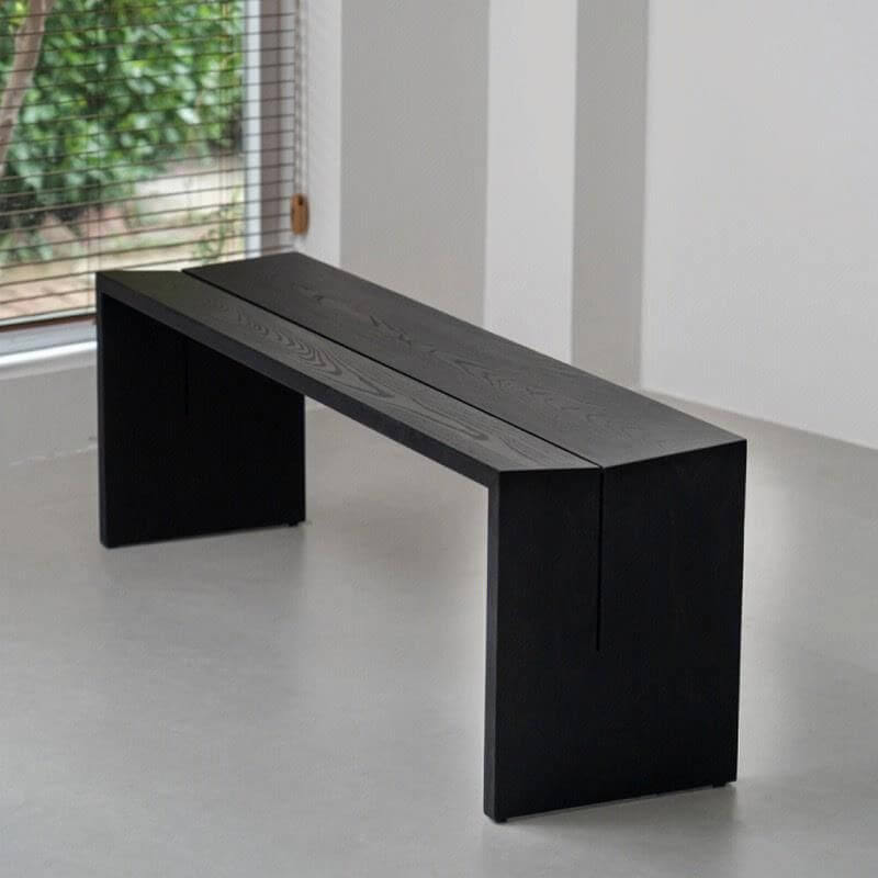 Midnight Black Solid Wood Accent Bench - Natural Wood Finish, Modern Casual Style for Living Room, Bedroom, or Entryway - Perfect for Home Decor and Extra Seating