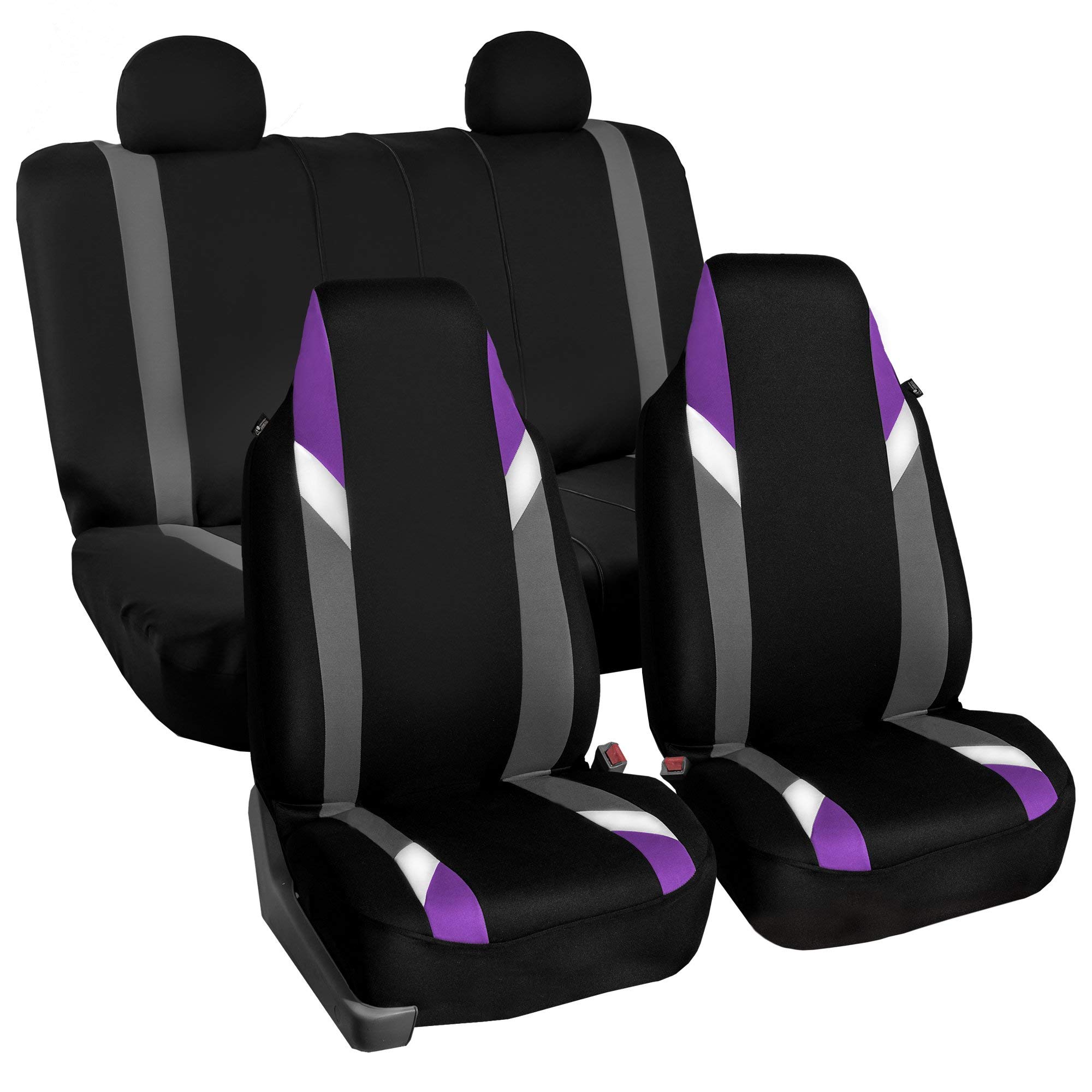 FH Group Universal Rear Seat Covers for SUV & Sedan - Split Bench Design, Airbag Compatible, 1-Piece Purple Car Seat Protector - Perfect for Road Trips, Family Travel & Daily Commute