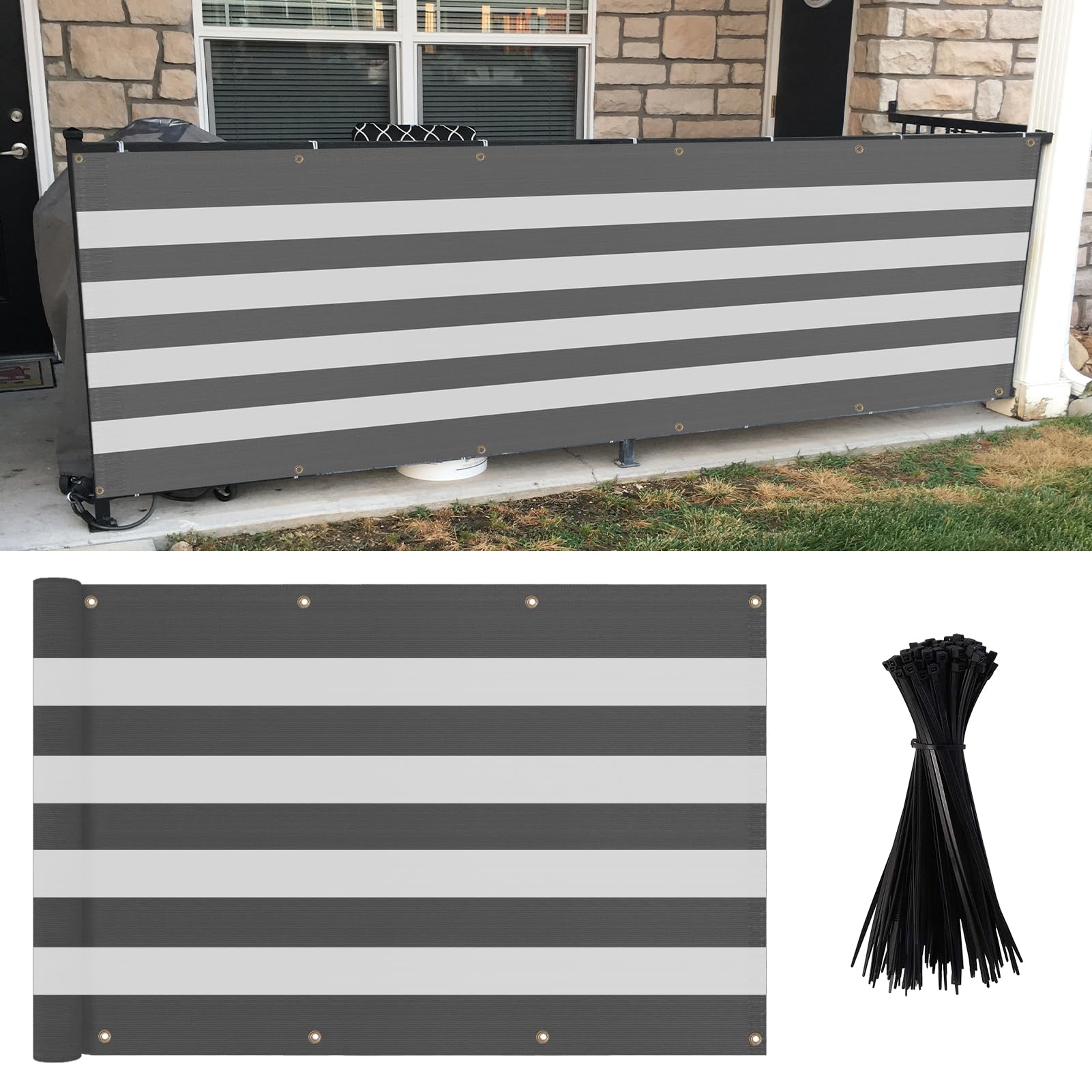 Meanchen 3×16FT Balcony Privacy Screen - Waterproof & UV-Resistant Railing Cover for Outdoor Porch, Backyard, Patio, Deck & Garden (Panda Design) - Perfect for Creating Private Outdoor Spaces & Enhancing Home Aesthetics