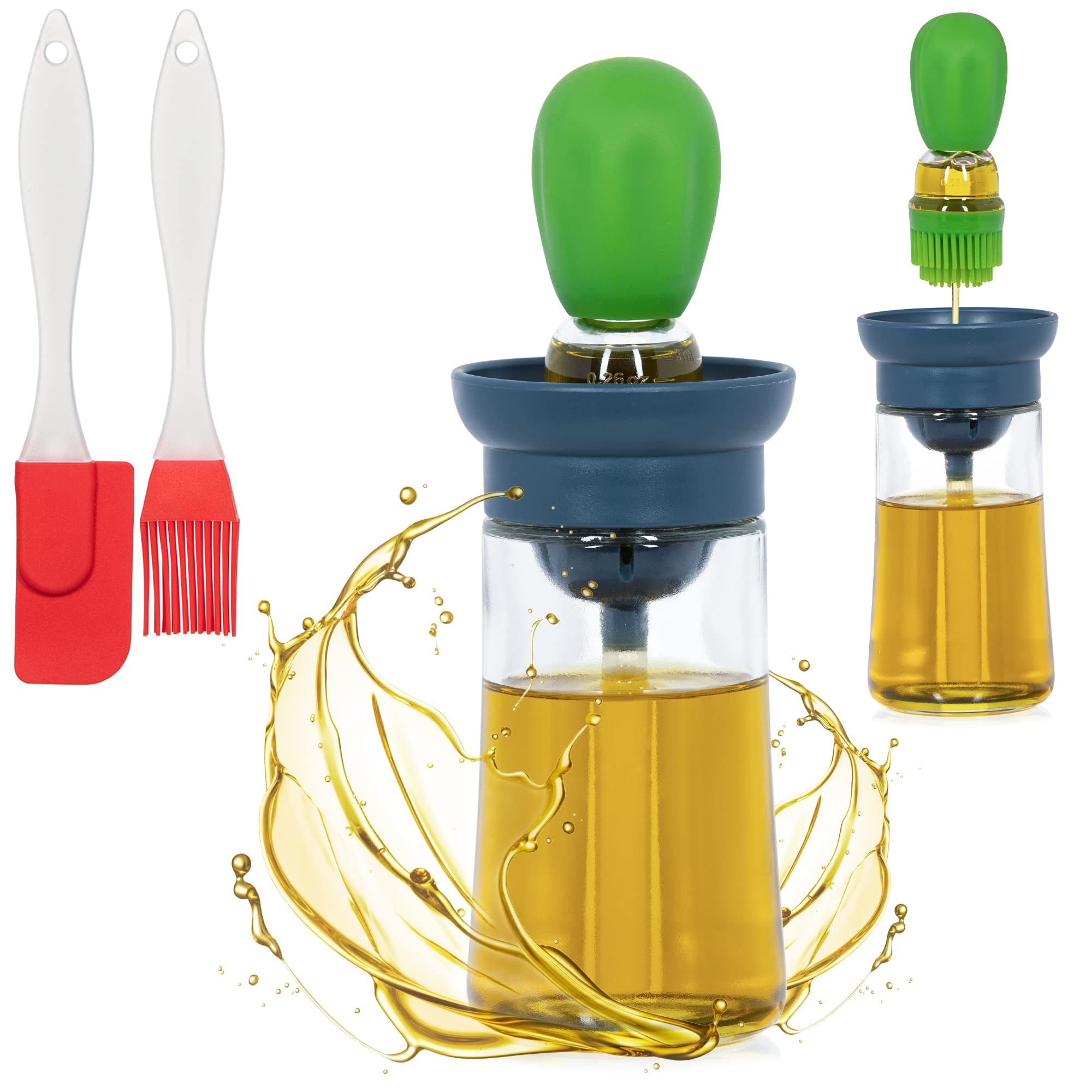 Premium Glass Oil Dispenser with Brush - 2-in-1 Olive Oil Bottle & Brush Set for Kitchen, Baking & Cooking - Durable Oil Container for Salad Dressing, Grilling & Food Prep