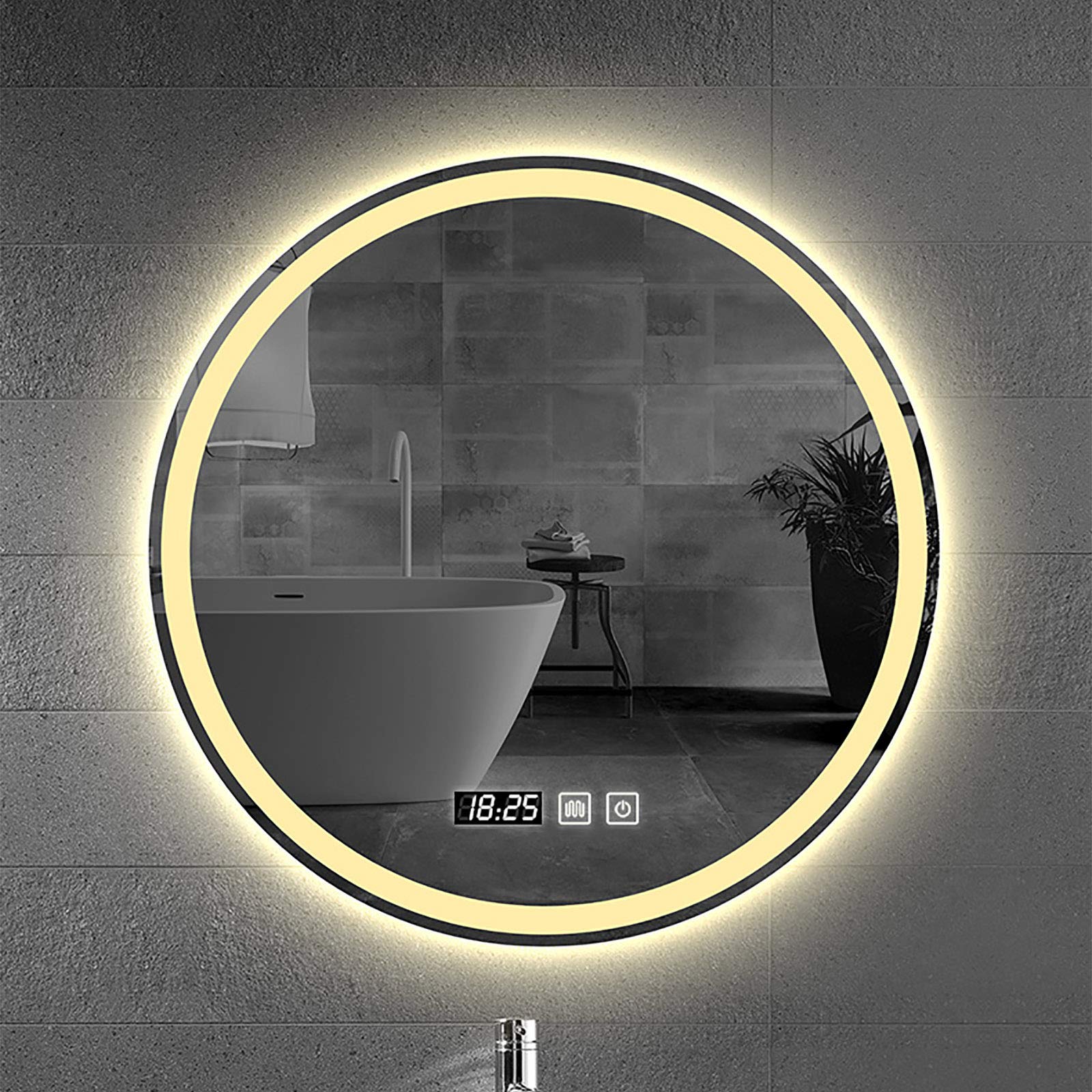BTZHY Modern Round LED Bathroom Mirror with White/Warm/Neutral Light - Wall Mounted Vanity Makeup Mirror for Bathroom & Dressing Room, Explosion-Proof Cosmetic Mirror with Adjustable Lighting (Perfect for Makeup Application, Shaving, and Home Decor)