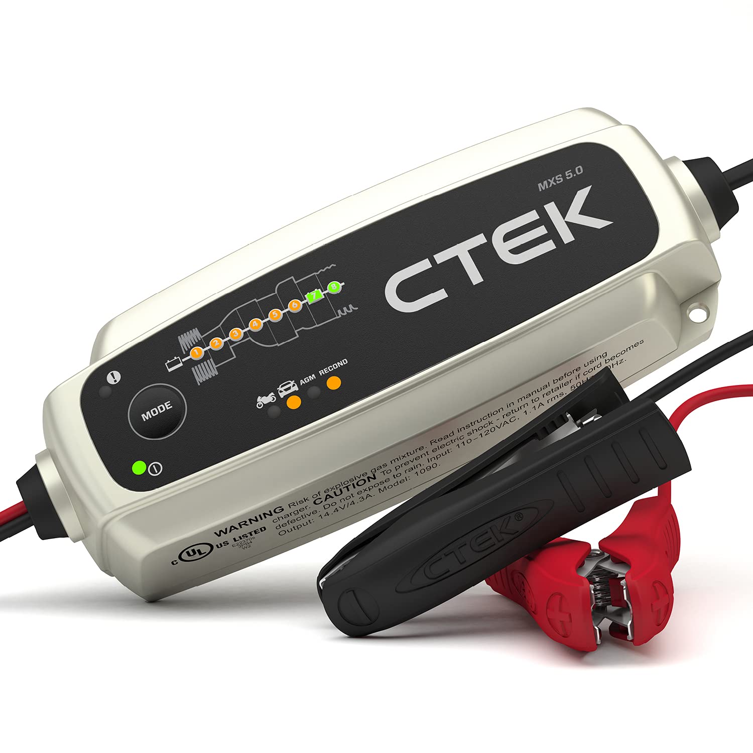 CTEK MXS 5.0 12V 4.3A Fully Automatic Battery Charger & Maintainer - Ideal for Cars, Motorcycles, Boats & Seasonal Vehicle Storage