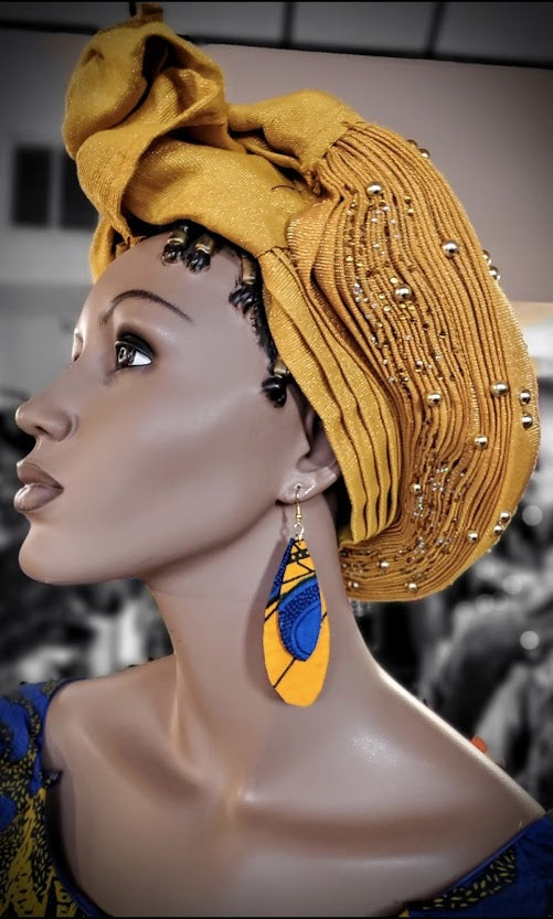 African Print Double Layered Dangle Earrings - Handmade Tribal Jewelry for Women | Perfect for Festivals, Weddings & Boho Outfits