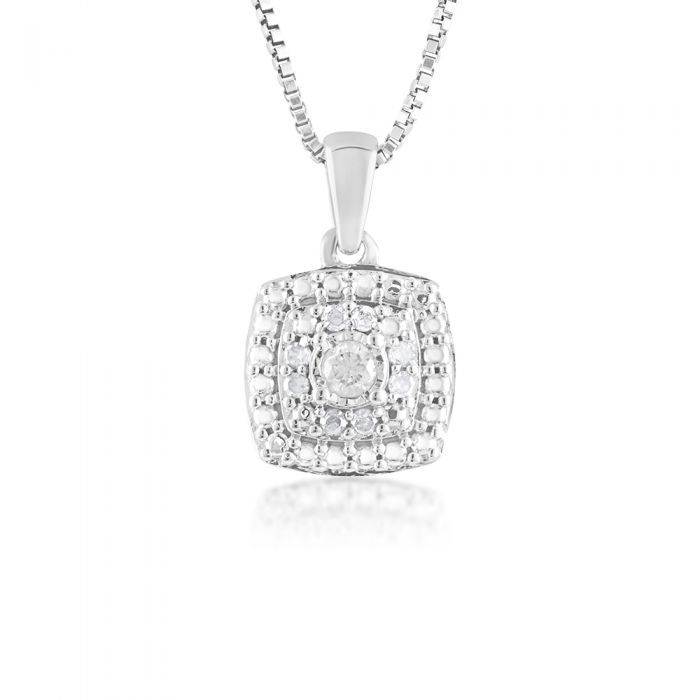9-Piece Diamond Pendant Necklace in Sterling Silver with 18-Inch Chain - Elegant Jewelry Gift for Women, Perfect for Weddings, Anniversaries & Special Occasions