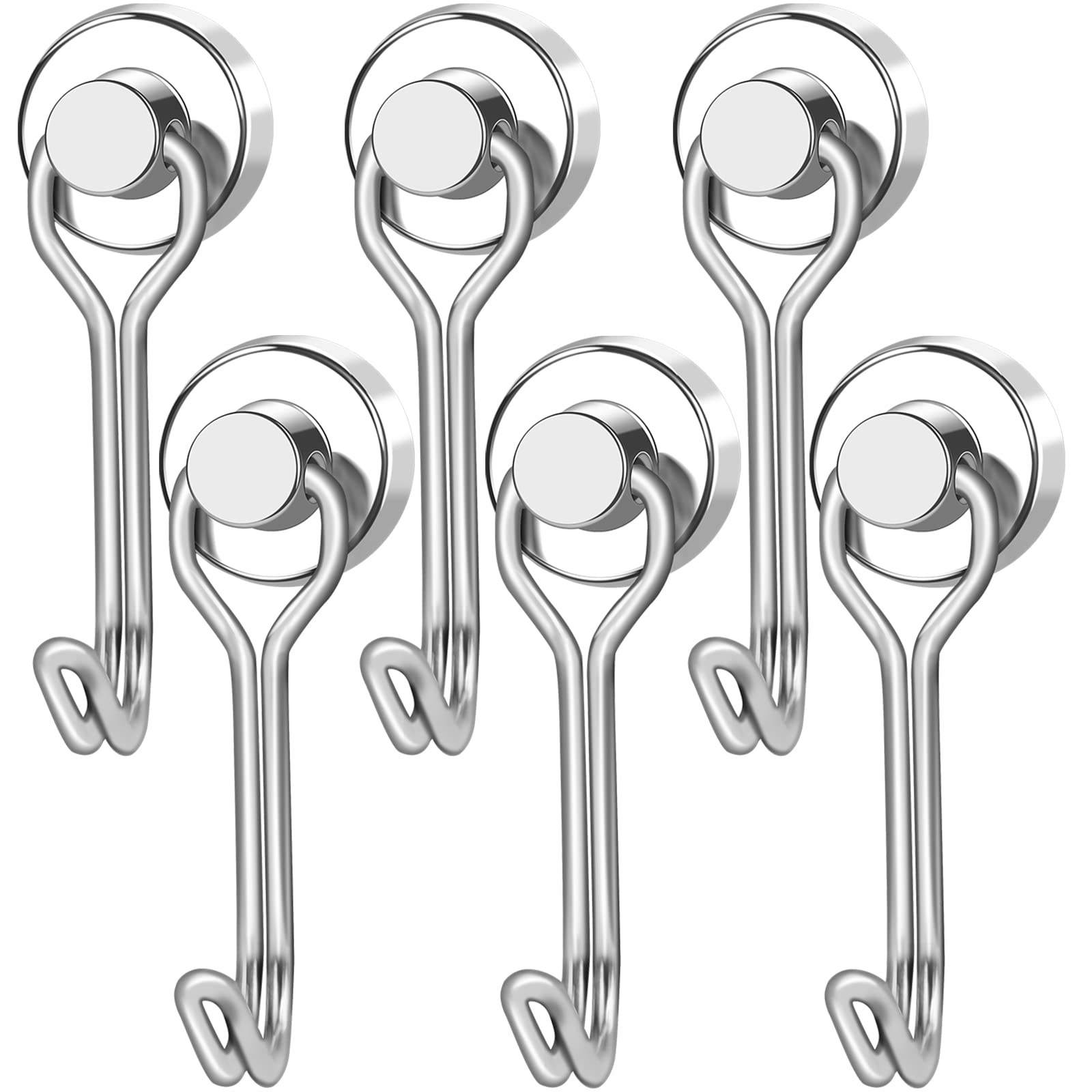 LOVIMAG 6-Pack Magnetic Hooks - Heavy Duty for Garage, Fridge & Travel