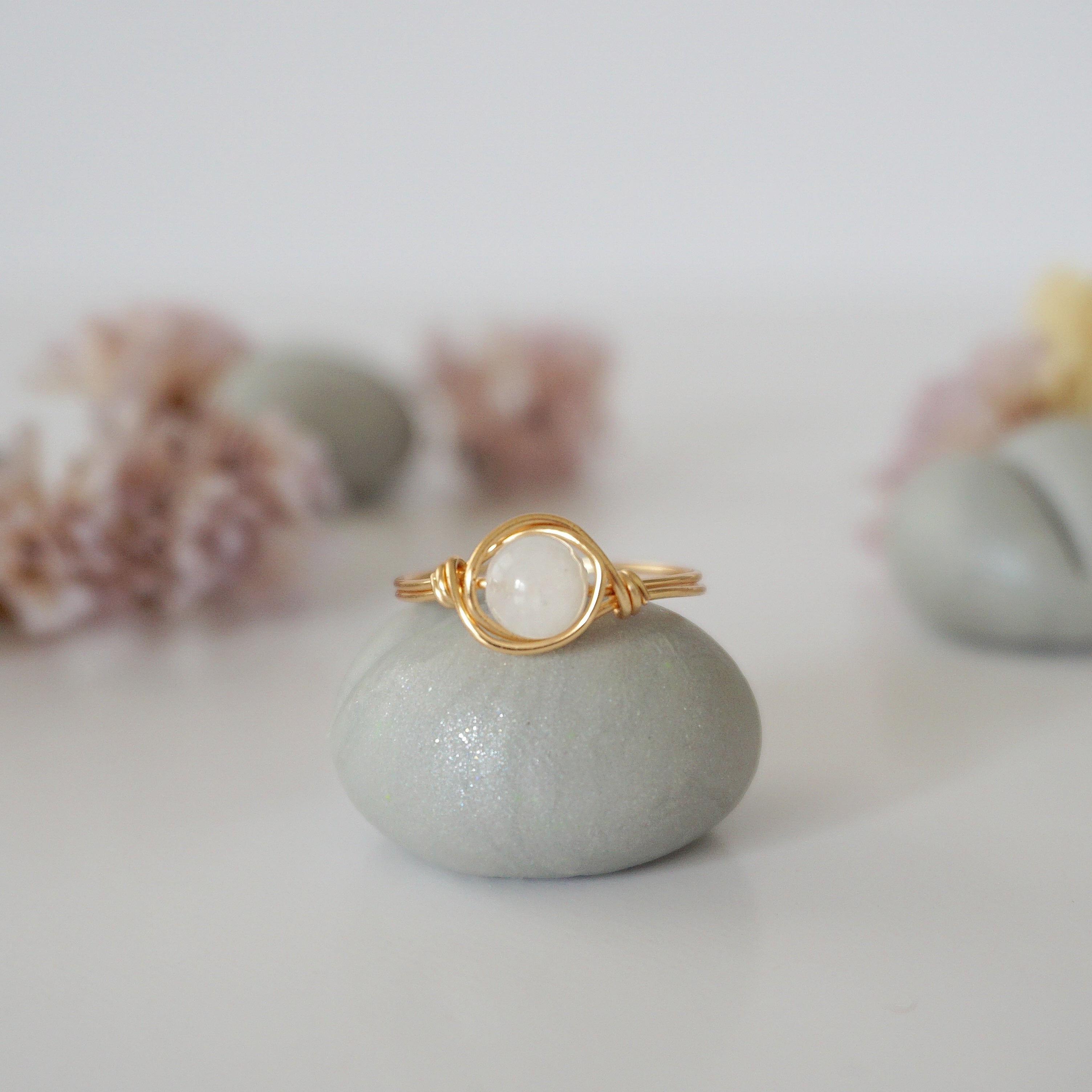 Simple Birthstone Ring with Rainbow Moonstone - Elegant & Dainty Jewelry for Women, Perfect for Gifts, Anniversaries & Everyday Wear
