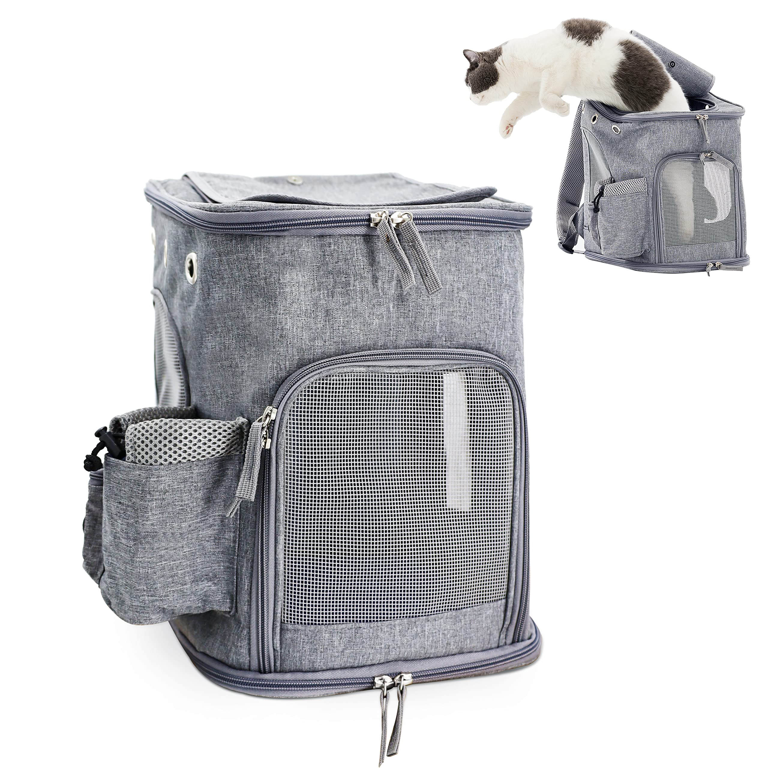 HQSLC Pet Backpack Carrier for Small & Medium Dogs & Cats - Ventilated & Breathable Design - Travel, Hiking, Camping & Outdoor Use - Perfect for Vet Visits, Air Travel & Daily Adventures