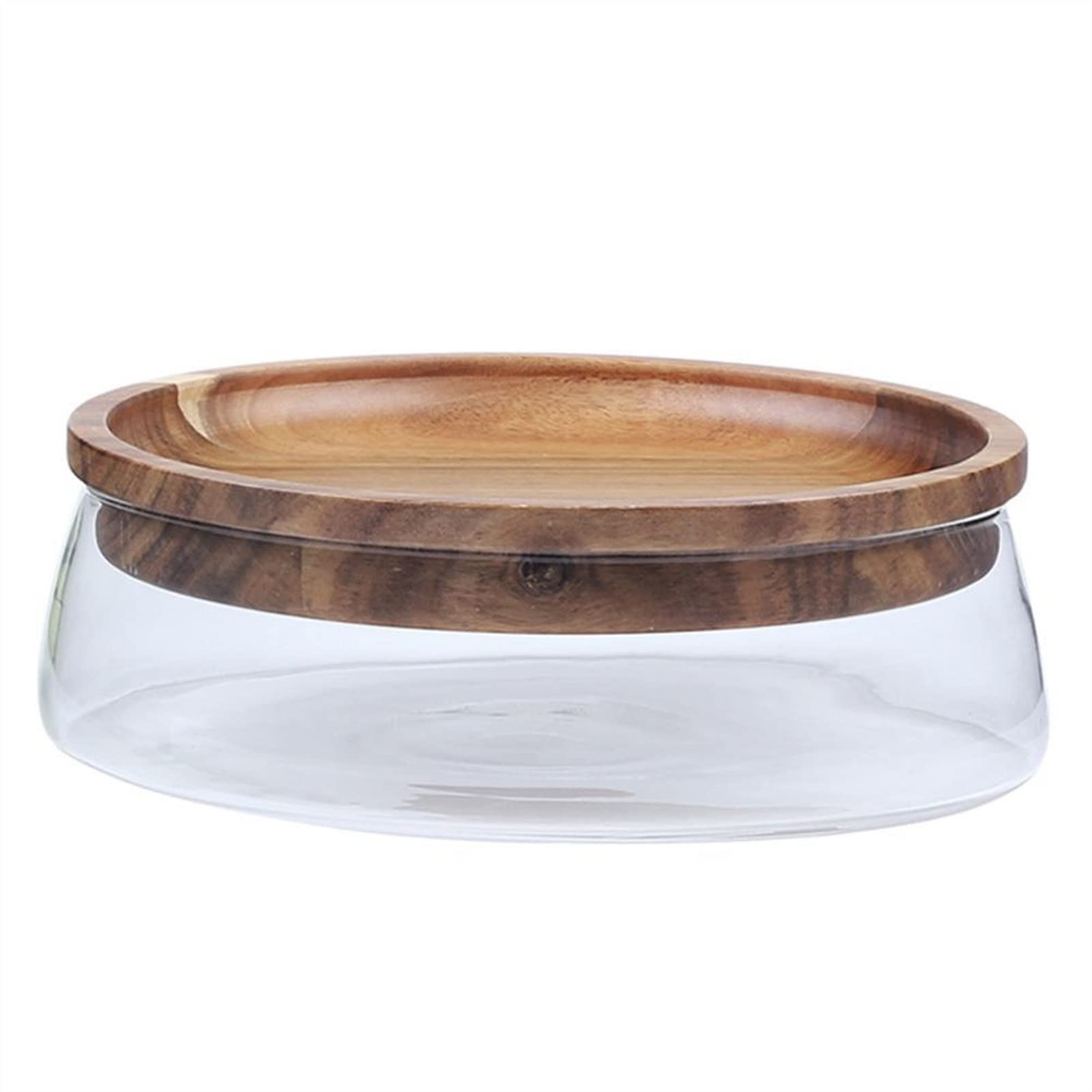 Airtight Glass Storage Container with Wooden Lid - Double Layer Food Storage Box for Nuts, Dry Fruits, Candy & Freezer Use | Perfect for Kitchen Organization & Pantry Storage