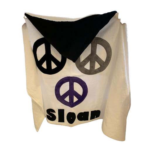 KokoBaby Soft Hooded Baby Towel with Peace Sign Design - Grey & Purple for Newborns & Toddlers - Perfect for Bath Time, Swimming, and Beach Outings
