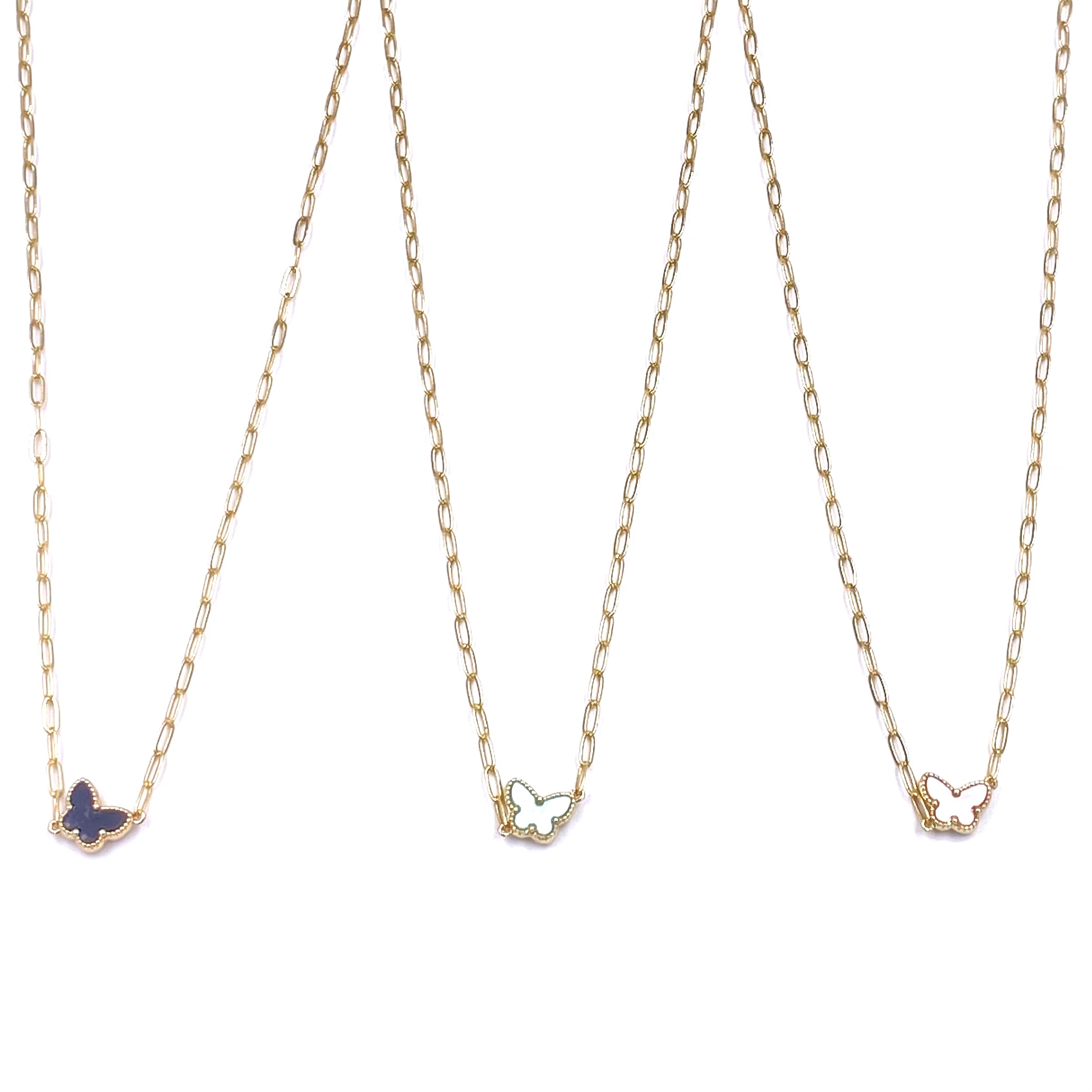 Ashley Gold Stainless Steel Butterfly Pendant Necklace - 18K Gold Plated Enamel Jewelry for Women, Gift for Her, Perfect for Valentine's Day & Anniversary
