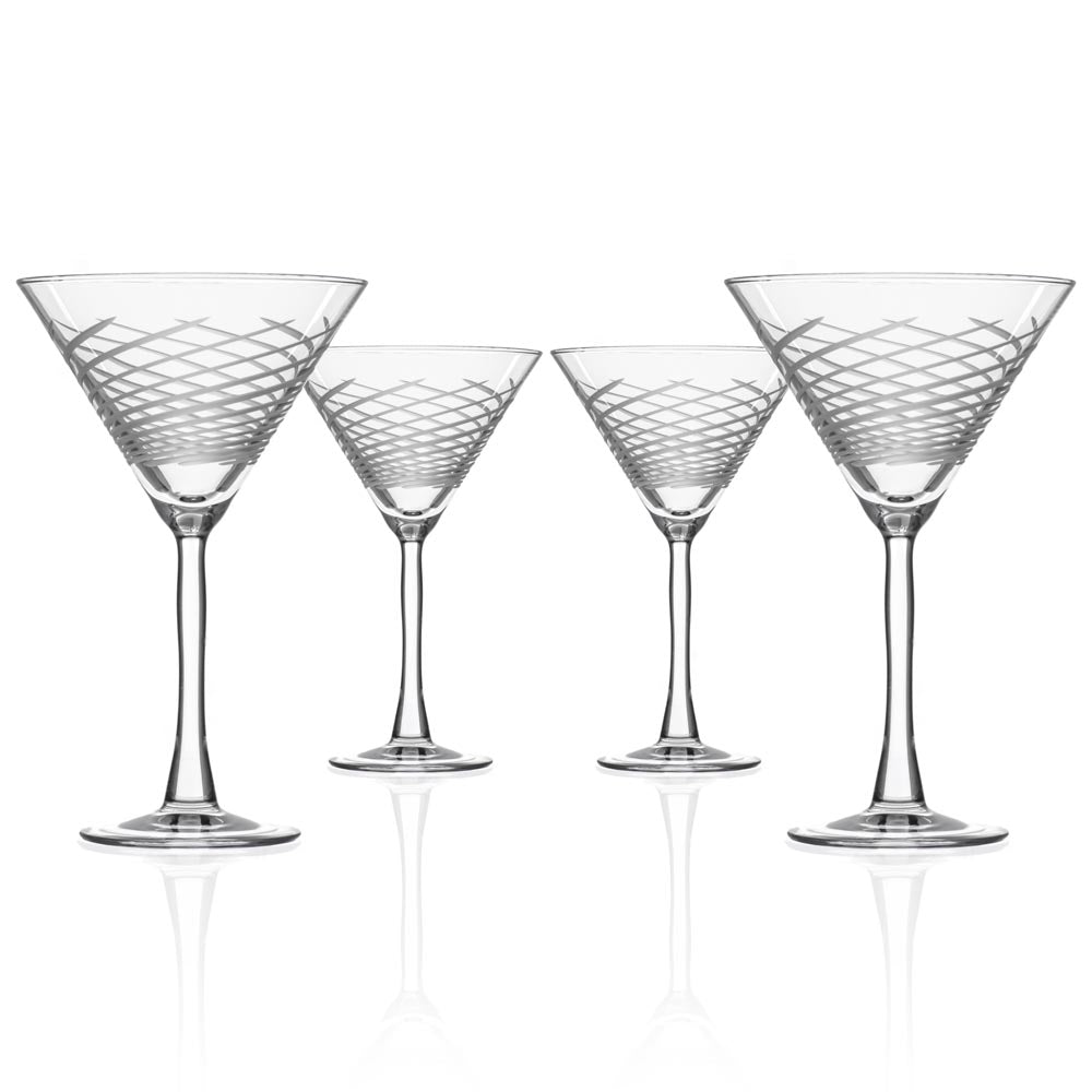Premium 10oz Martini Cocktail Glasses Set of 4 - Elegant Cyclone Design for Classic Martinis, Cocktail Parties & Home Bar Decor - Dishwasher Safe Crystal Clear Glassware