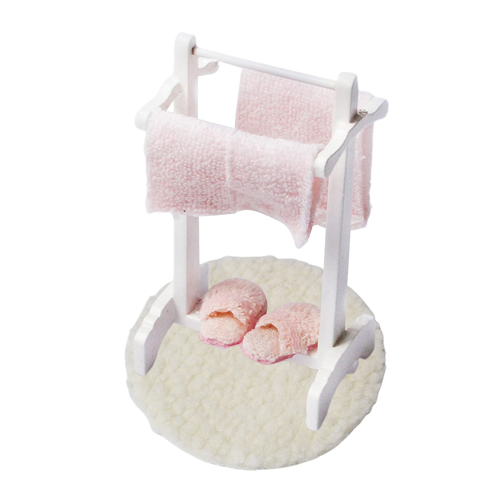 JIDOANCK Mini Bathroom Accessories Set - High Simulation Wooden Towel Rack & Floor Rug for Dollhouse, Bathroom Scene Decoration - Perfect for Miniature Dollhouse Furniture and DIY Home Decor Projects