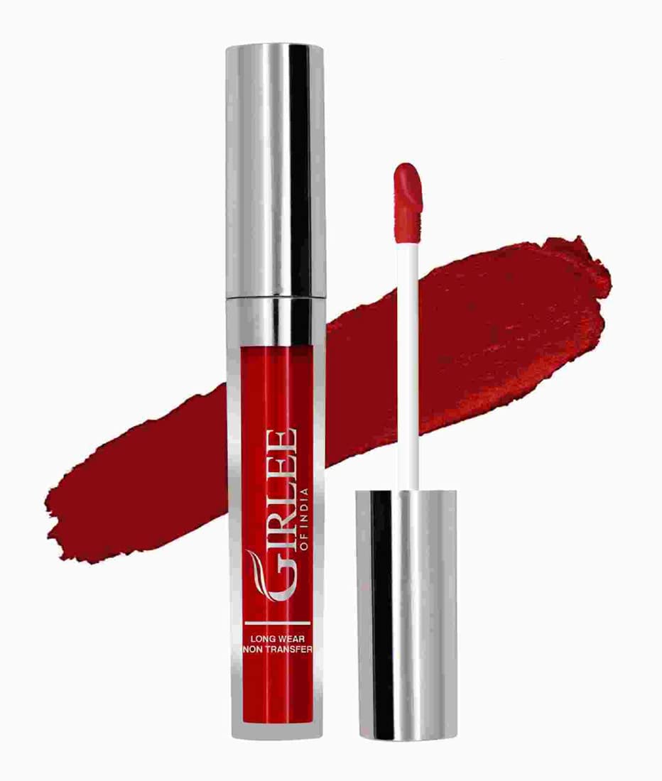 Makeup Mania Girlee Non-Transfer Liquid Lipstick - Matte Long Lasting Lip Color #09 Ruby Red | Perfect for Parties, Date Nights & Everyday Wear