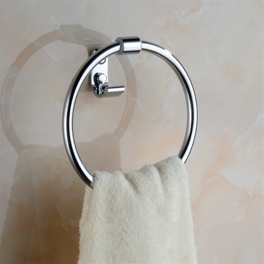 OusIka Chrome Wall-Mounted Round Bath Towel Holder - Premium Bathroom Hand Towel Rack for Modern Home Decor | Perfect for Bathroom, Spa, and Guest Room Accessories