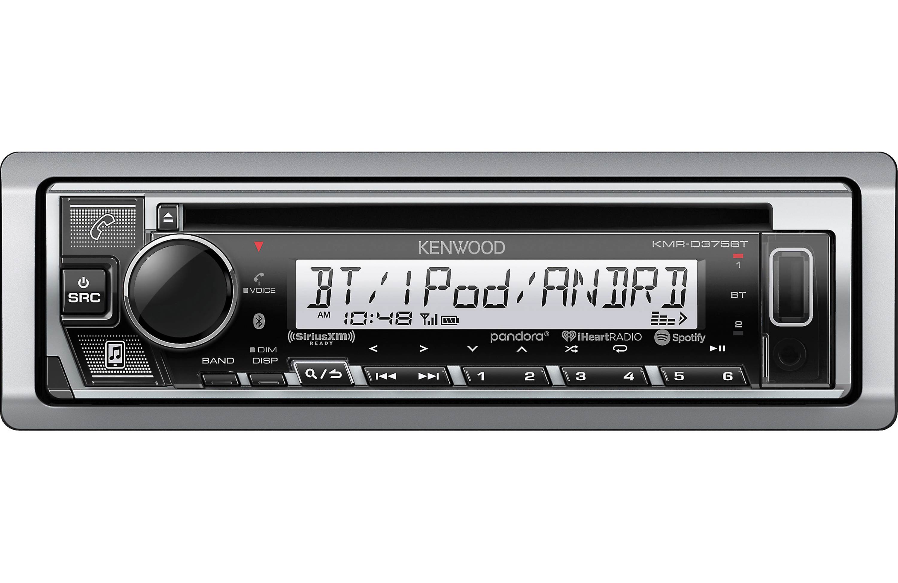 Kenwood KMR D375BT Marine CD Receiver with Bluetooth - Waterproof Stereo for Boats, Yachts & Marine Vehicles - Enjoy Music on the Water