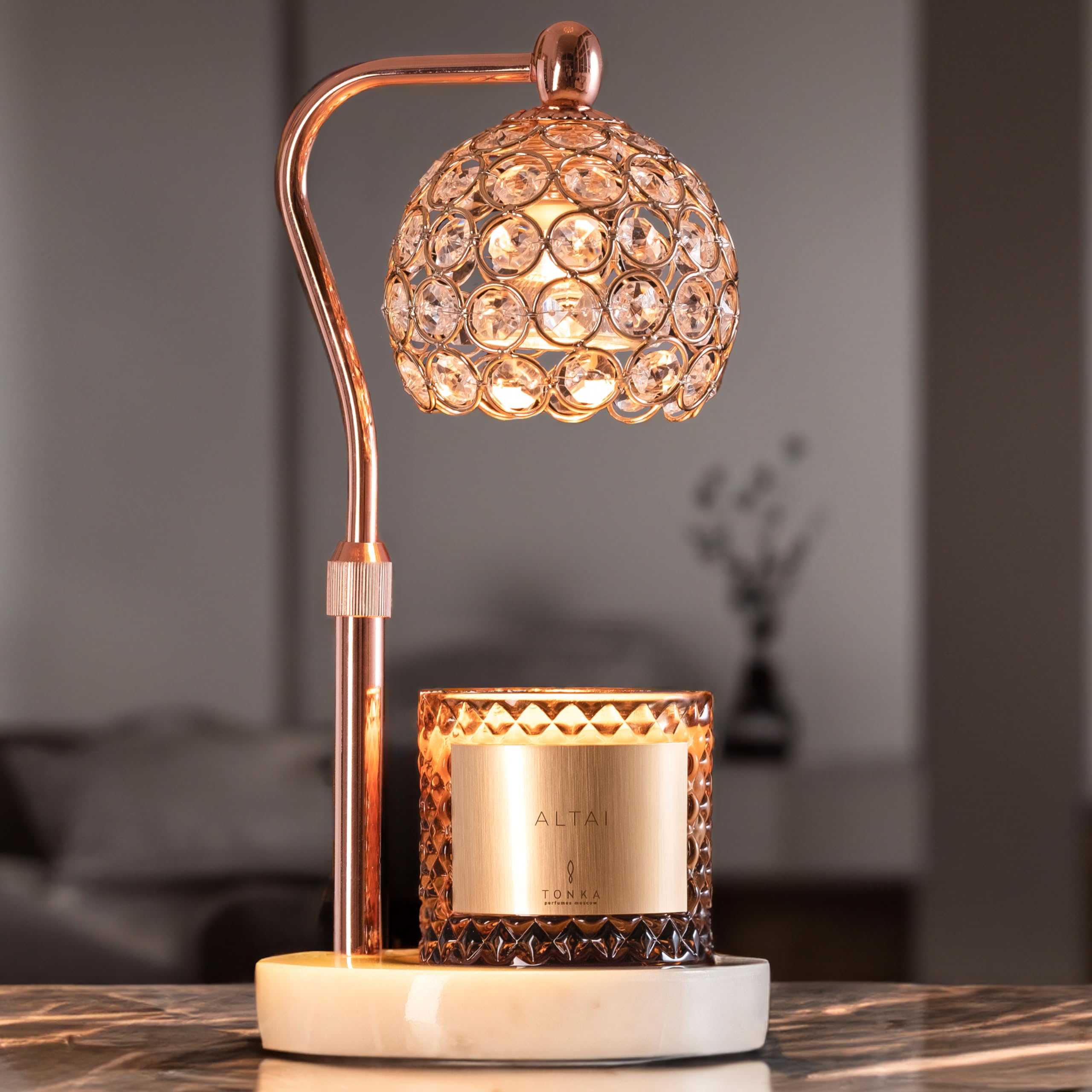 Solacea Candle Warmer Lamp with Natural Marble Base - Adjustable Height (4