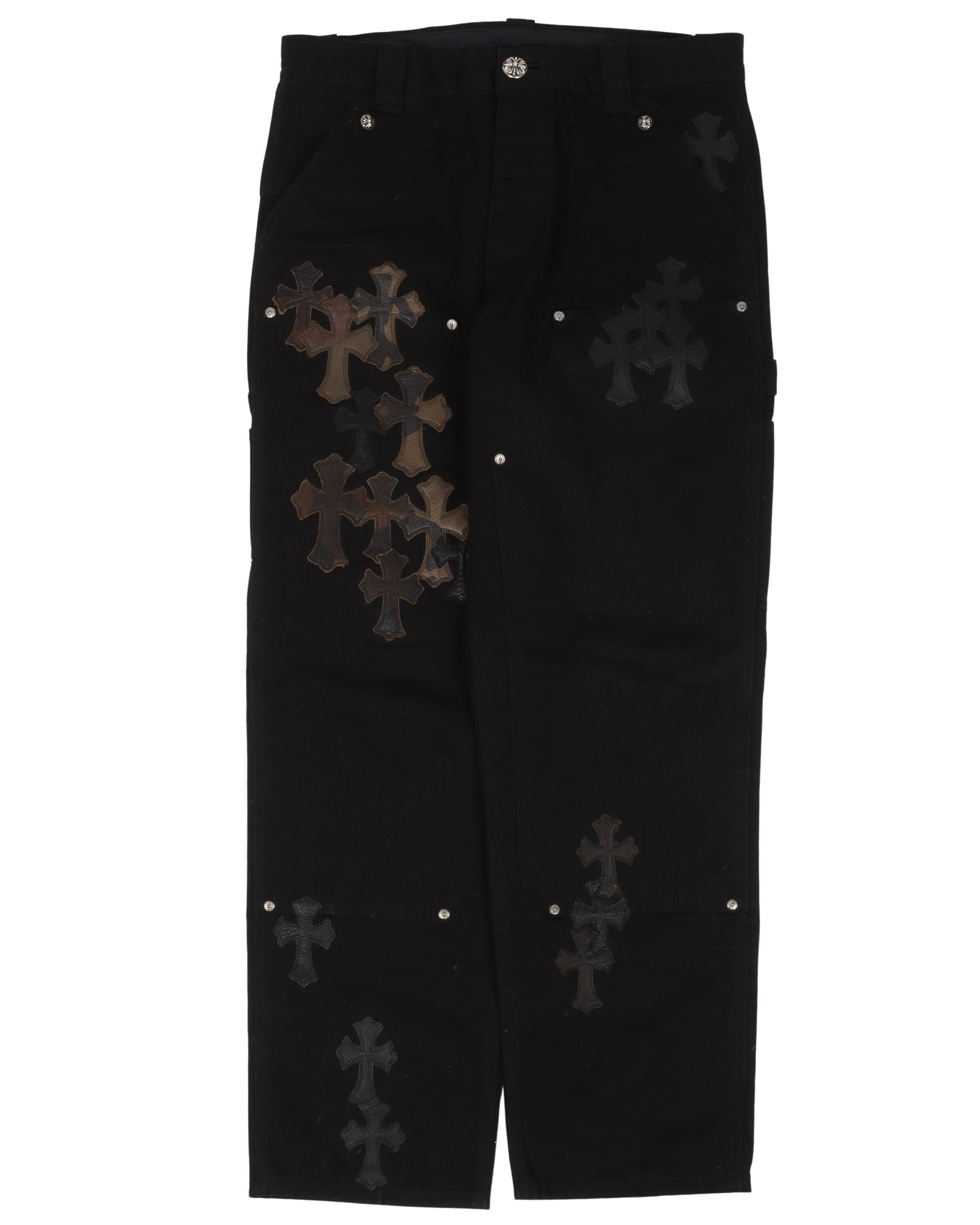 Unique 1 of 1 Cross Patch Double Knee Carpenter Work Pants - Durable & Stylish for Construction, Woodworking & DIY Projects