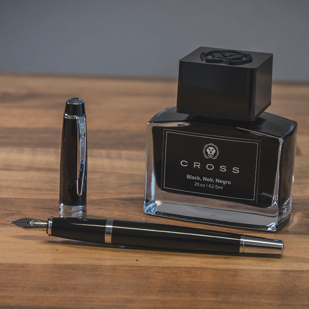 Premium Cross Bailey Fountain Pen & Ink Set - Elegant Black Writing Instrument for Calligraphy, Journaling & Professional Use