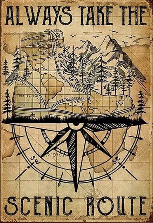 1000-Piece Wooden Jigsaw Puzzle for Adults - Hiking Boots Scenic Route Design | Educational Art Collectible for Puzzle Enthusiasts | Perfect for Family Game Nights, Stress Relief & Home Decor