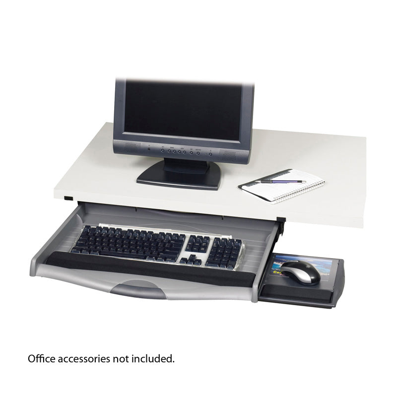 Ergonomic Under Desk Keyboard Tray - Premium Comfort & Adjustable Height for Home & Office Workspace - Charcoal Black