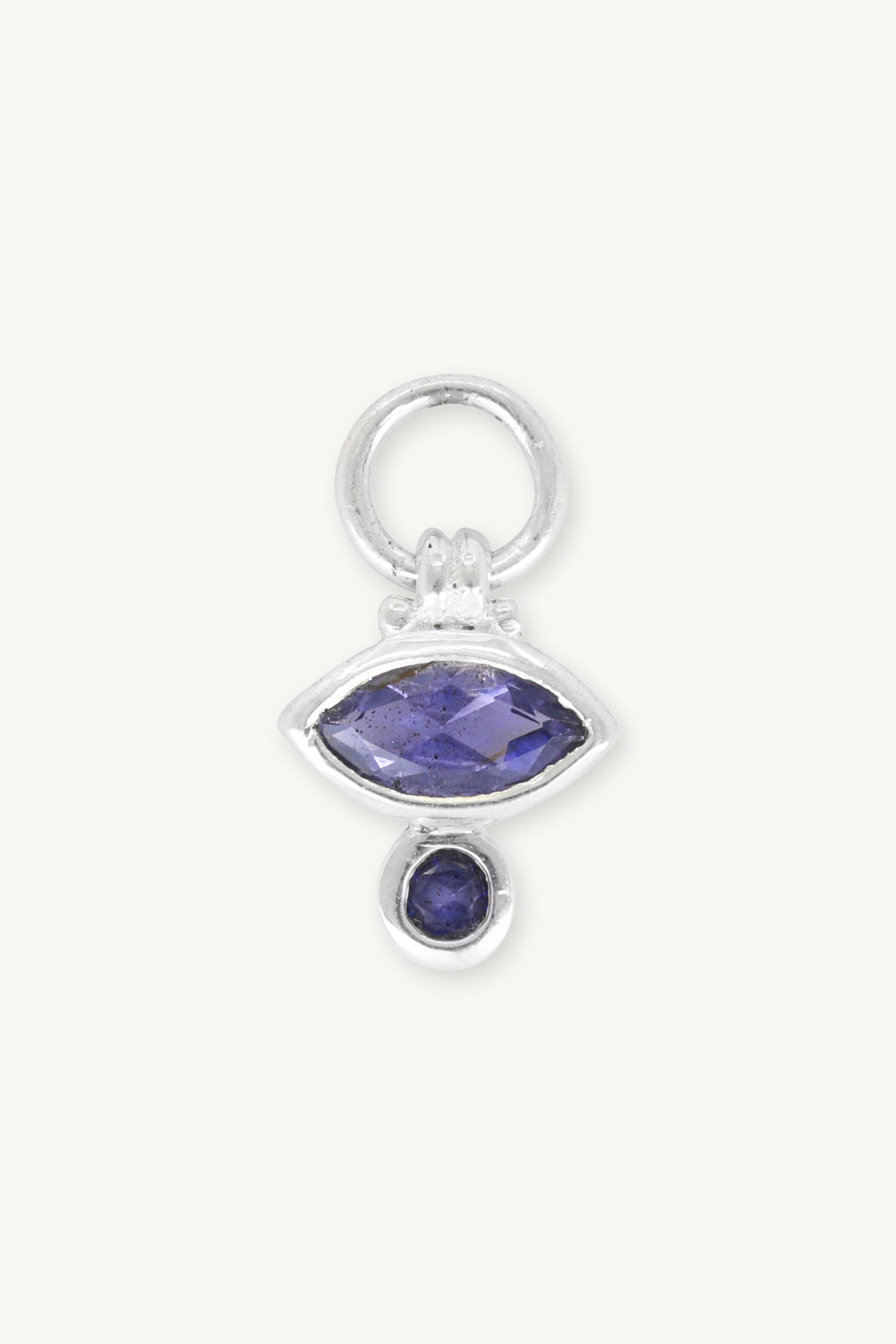 925 Sterling Silver Iolite Charm Pendant - Elegant Hazel Gemstone Jewelry for Necklace, Bracelet & Gift Giving