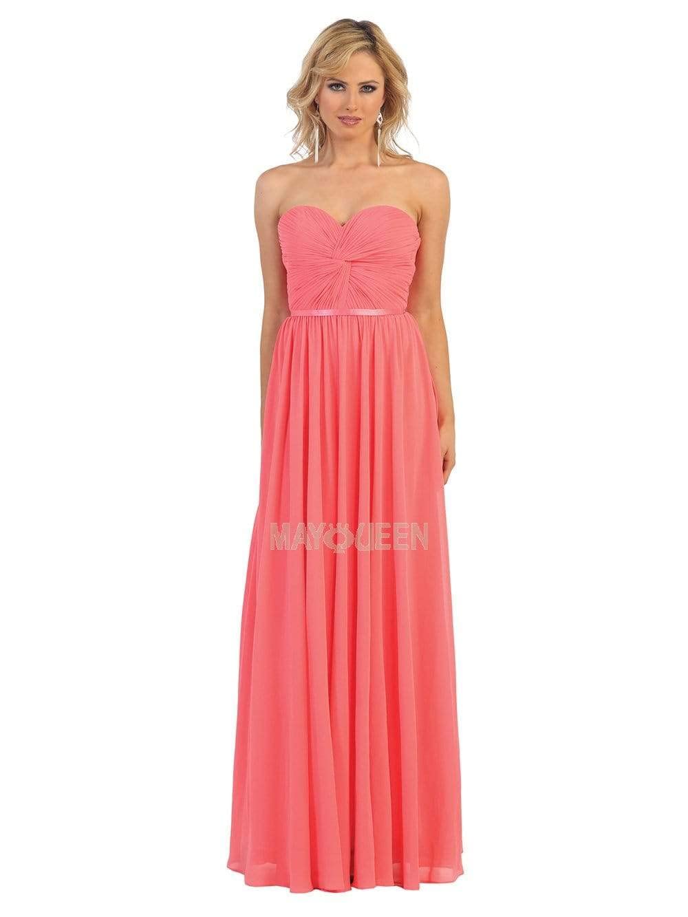 May Queen MQ1145 Elegant Bridesmaid Evening Gown for Weddings, Prom & Formal Events - Floor Length A-Line Dress with Lace Details