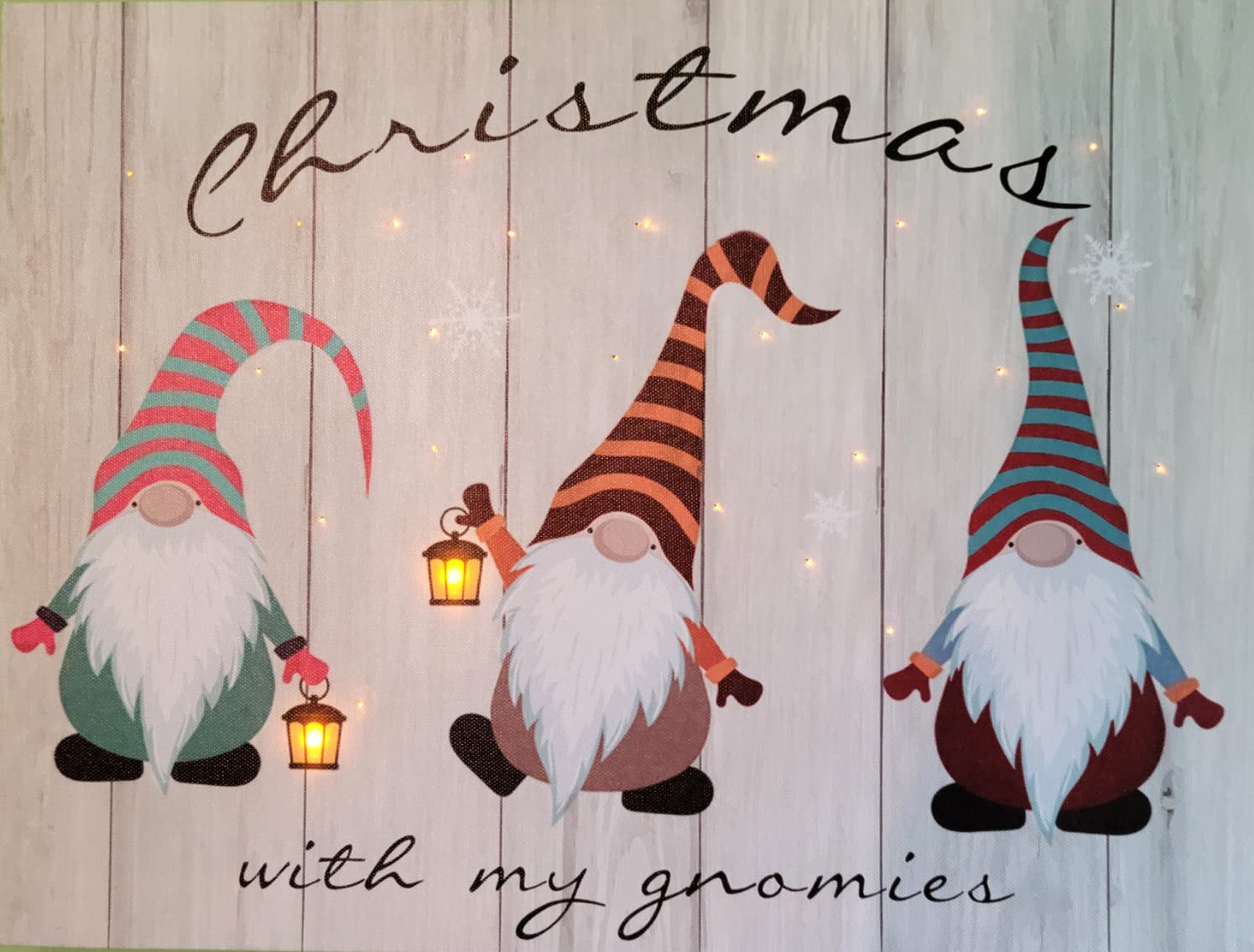 Gnome Lighted LED Canvas Wall Art - Christmas with My Gnomies Holiday Decor - 15.75 x 11.81 Inch Automatic 6-Hour Timer Picture - Battery Powered (AA) - Perfect for Living Room, Bedroom & Christmas Home Decoration