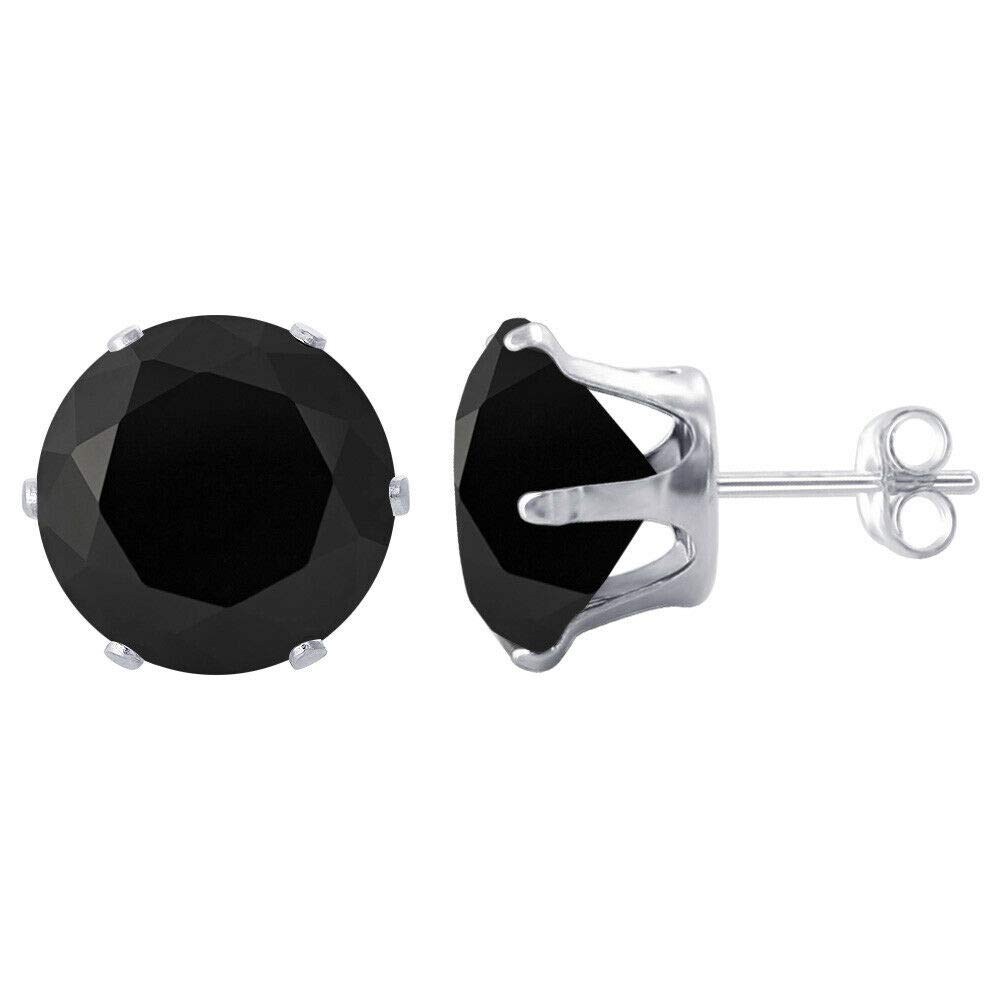 Gold Plated CZ Stud Earrings for Women - 8mm White/Black - Perfect for Parties & Gifting
