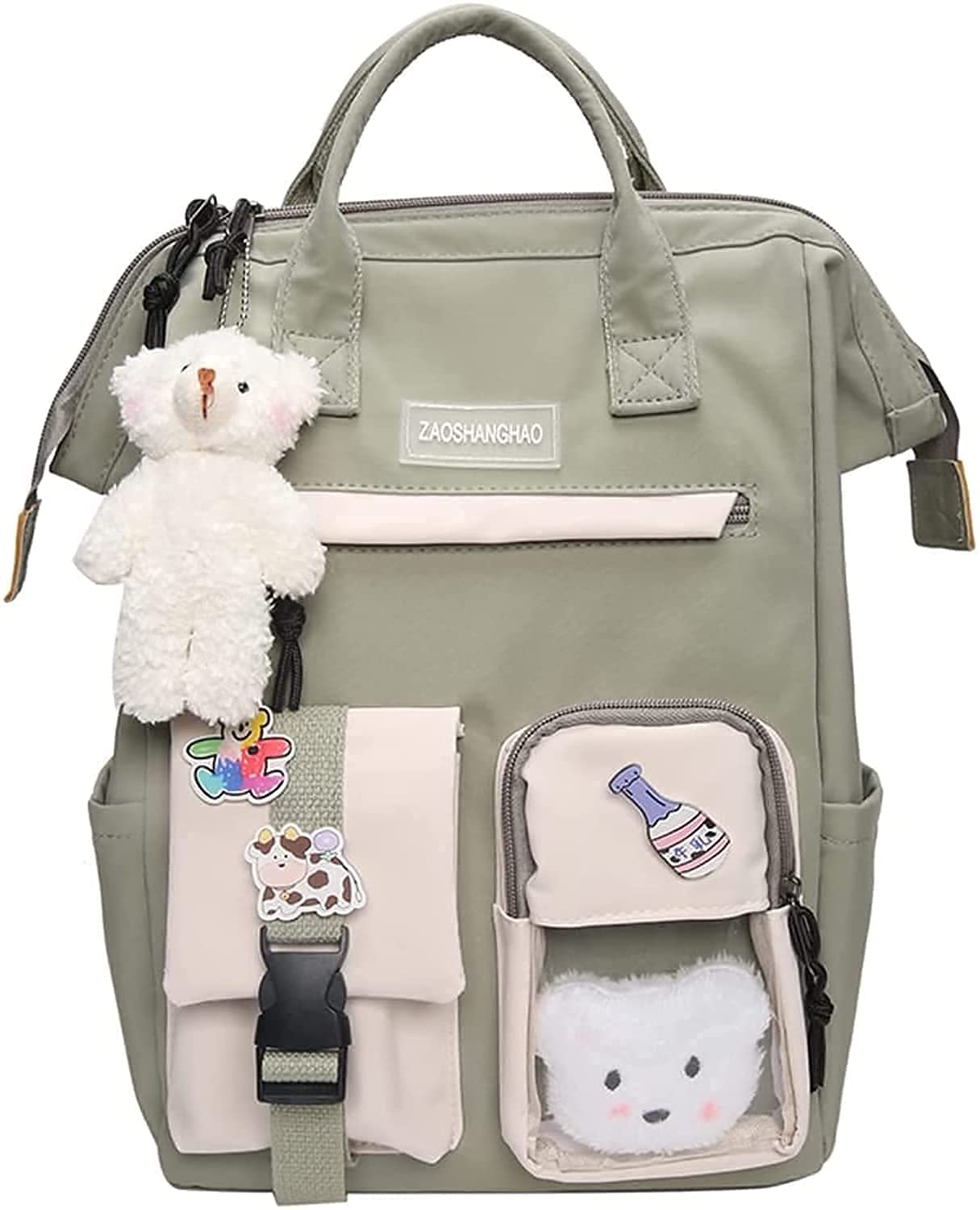 Kawaii Backpack with Pin - Cute Aesthetic School Bag for Travel & Harajuku Style