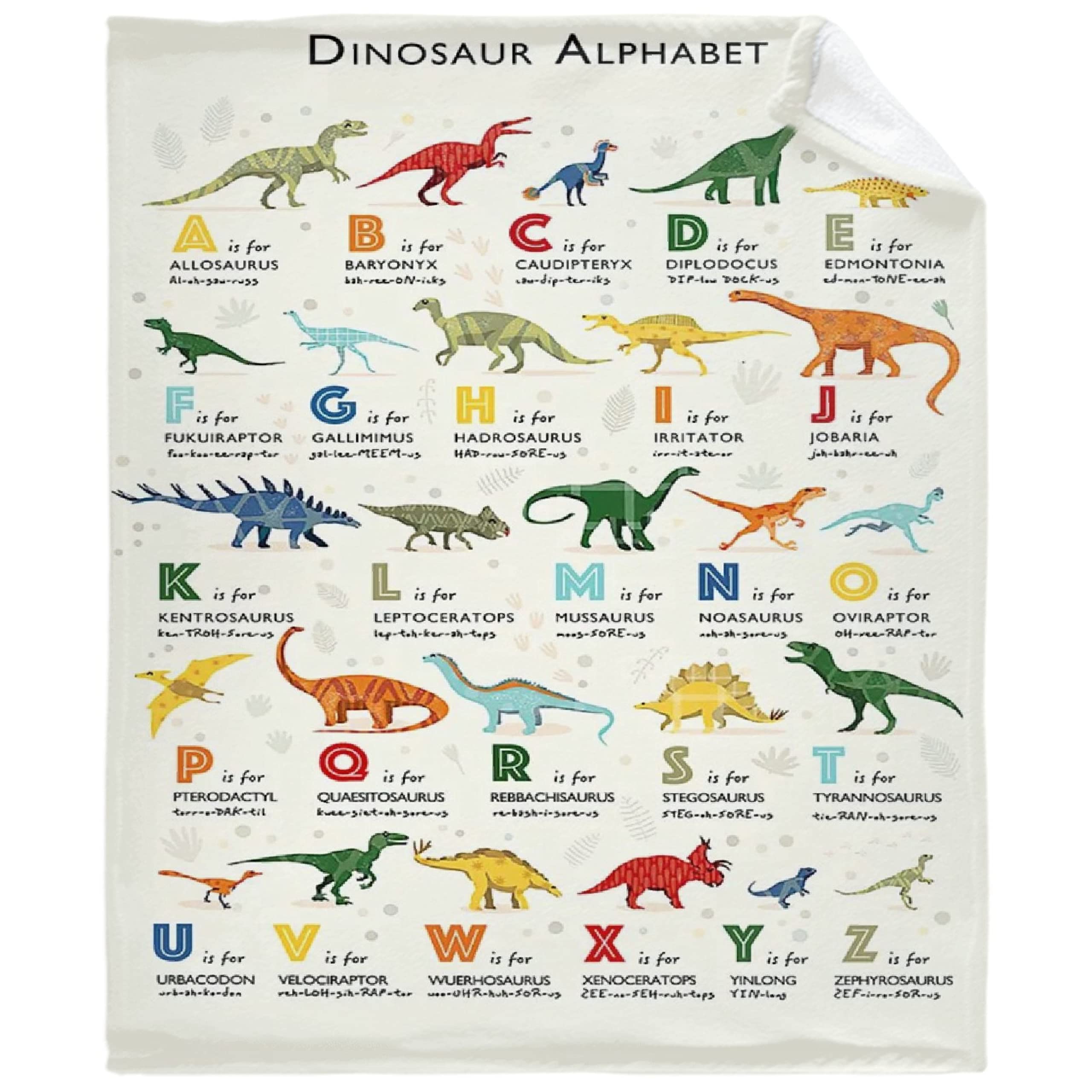 Dinosaurs Alphabet Fleece Throw Blanket - Soft & Cozy Warm Blanket for Kids, Perfect Christmas & Birthday Gift for Daughter or Son - 90x120in Large Size for Sofa, Bed, Couch, Park Picnics - All Season Family Blanket | Ideal for Snuggling, Movie Nights & Outdoor Adventures