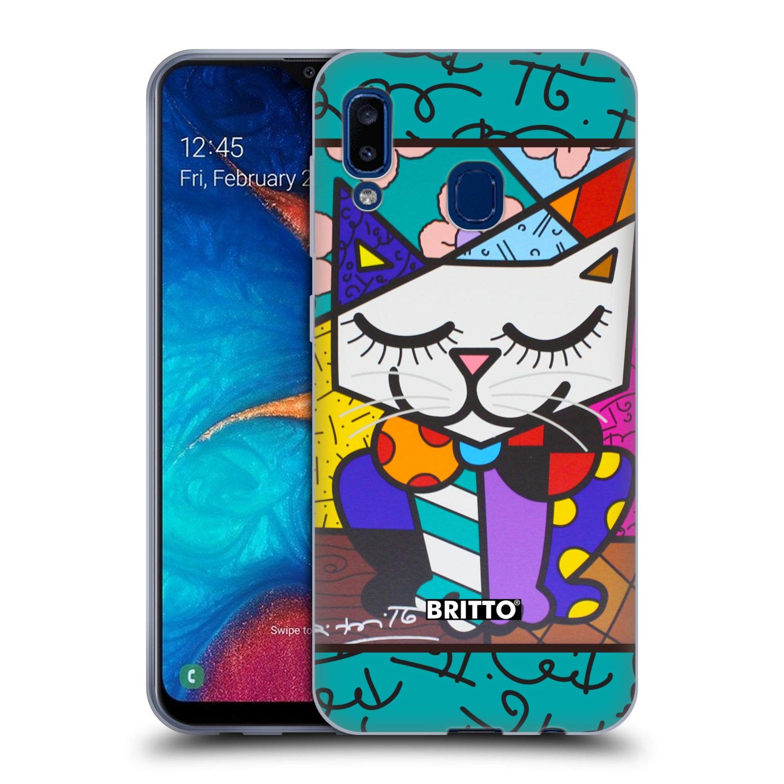 Head Case Designs Officially Licensed Britto Cat 2 Abstract Art Gel Case for Samsung Galaxy A20/A30 2019 - Stylish Protection for Everyday Use & Travel