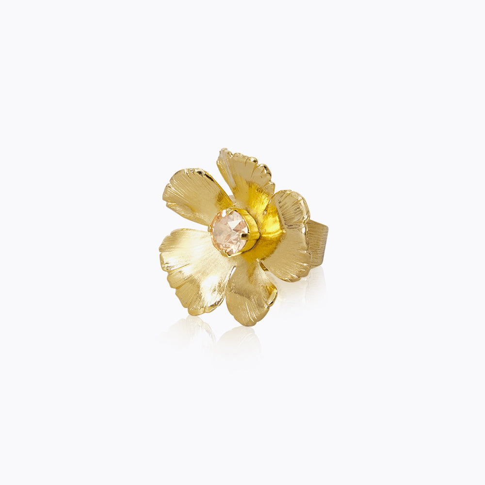 Anemone Gold Shadow Ring - Elegant Floral Jewelry for Women, Perfect for Weddings, Parties & Everyday Wear