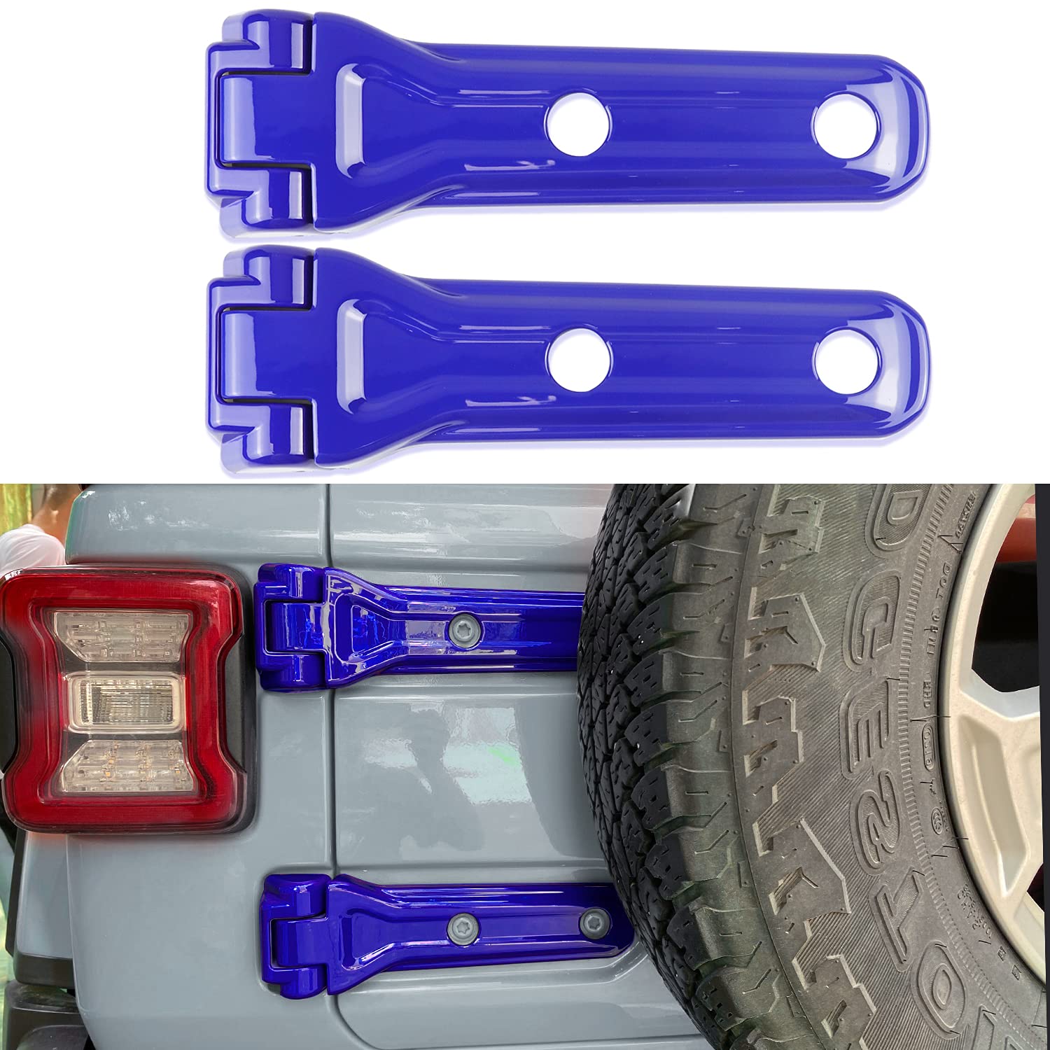 Kujunpao ABS Spare Tire Bracket Hinge Cover Trim - Exterior Accessories for Jeep Wrangler JL 2018-2021 (2-Piece Set, Blue) - Off-Road Protection & Style Upgrade