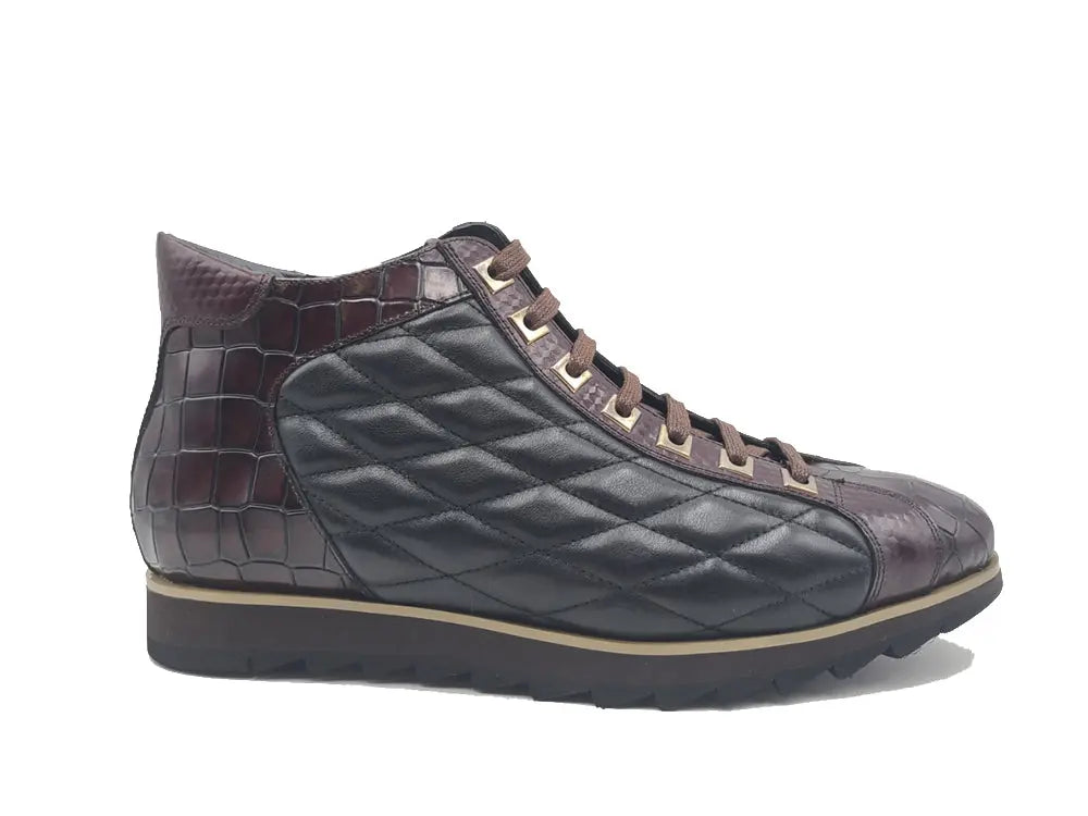 Embossed Alligator High Top Sneakers - Fashionable Men's & Women's Casual Shoes for Streetwear & Urban Style